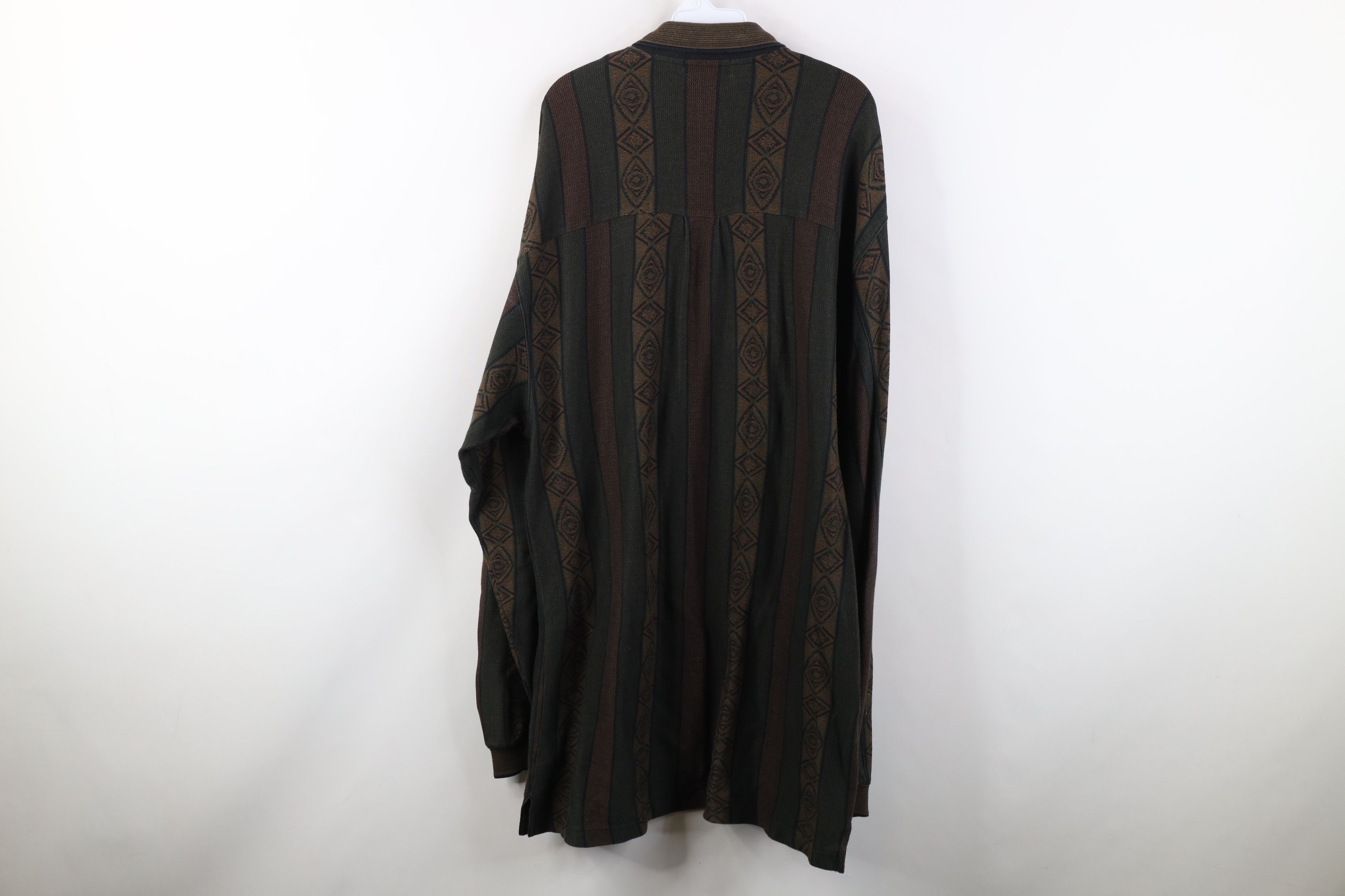 Vintage Vintage 90s Streetwear Geometric Knit Long Sleeve Polo Size US XL / EU 56 / 4 - 11 Thumbnail
