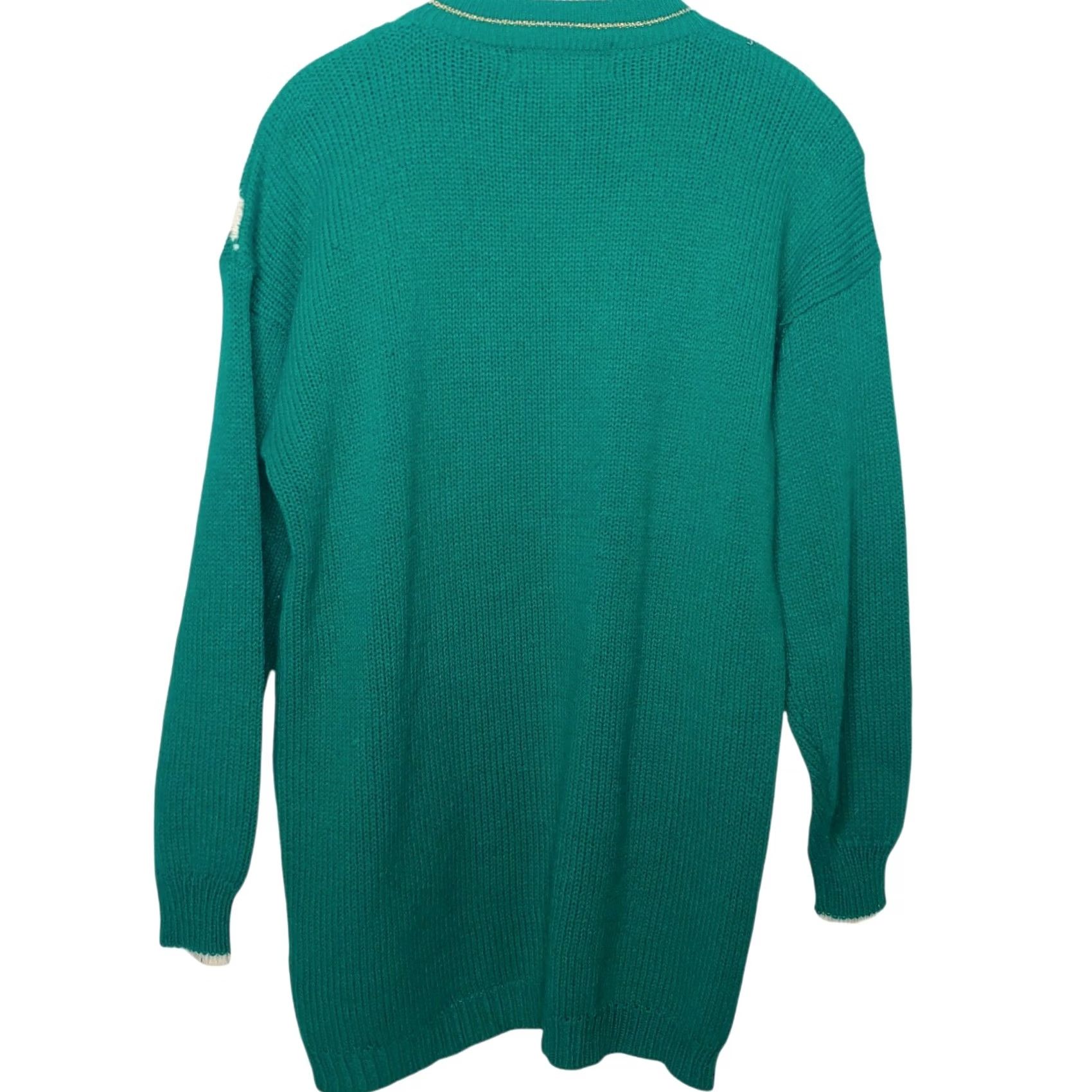 Vintage VINTAGE Dana Scott Sweater L Womens Beaded Flower Cottagecore Teal Green-Blue Crew Neck Long Sleeve Pullover Size L / US 10 / IT 46 - 4 Thumbnail