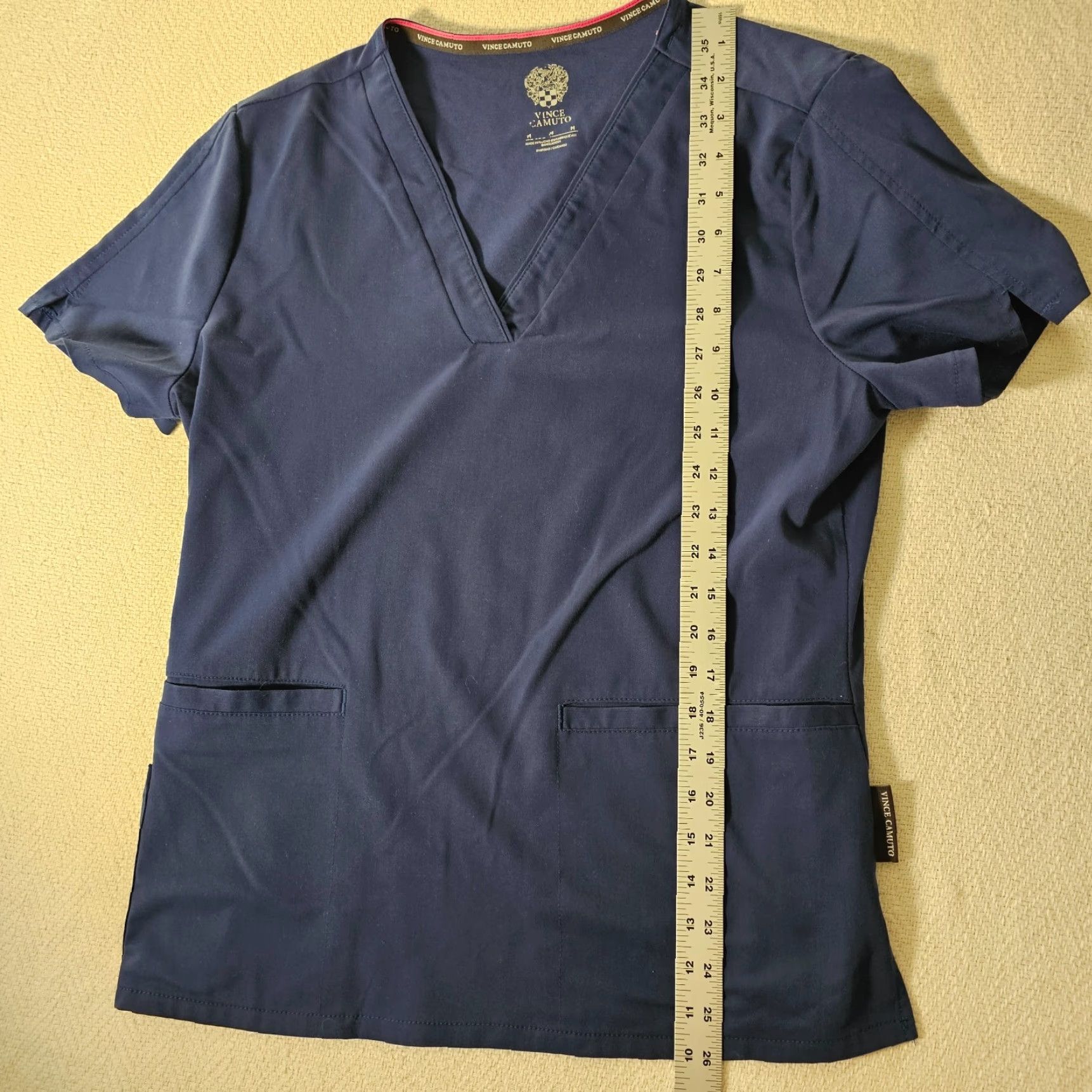 Vince Camuto Vince Camuto Scrub Top Women Medium Blue Rayon Blend Short Sleeve Uniform Wear Size M / US 6-8 / IT 42-44 - 7 Thumbnail