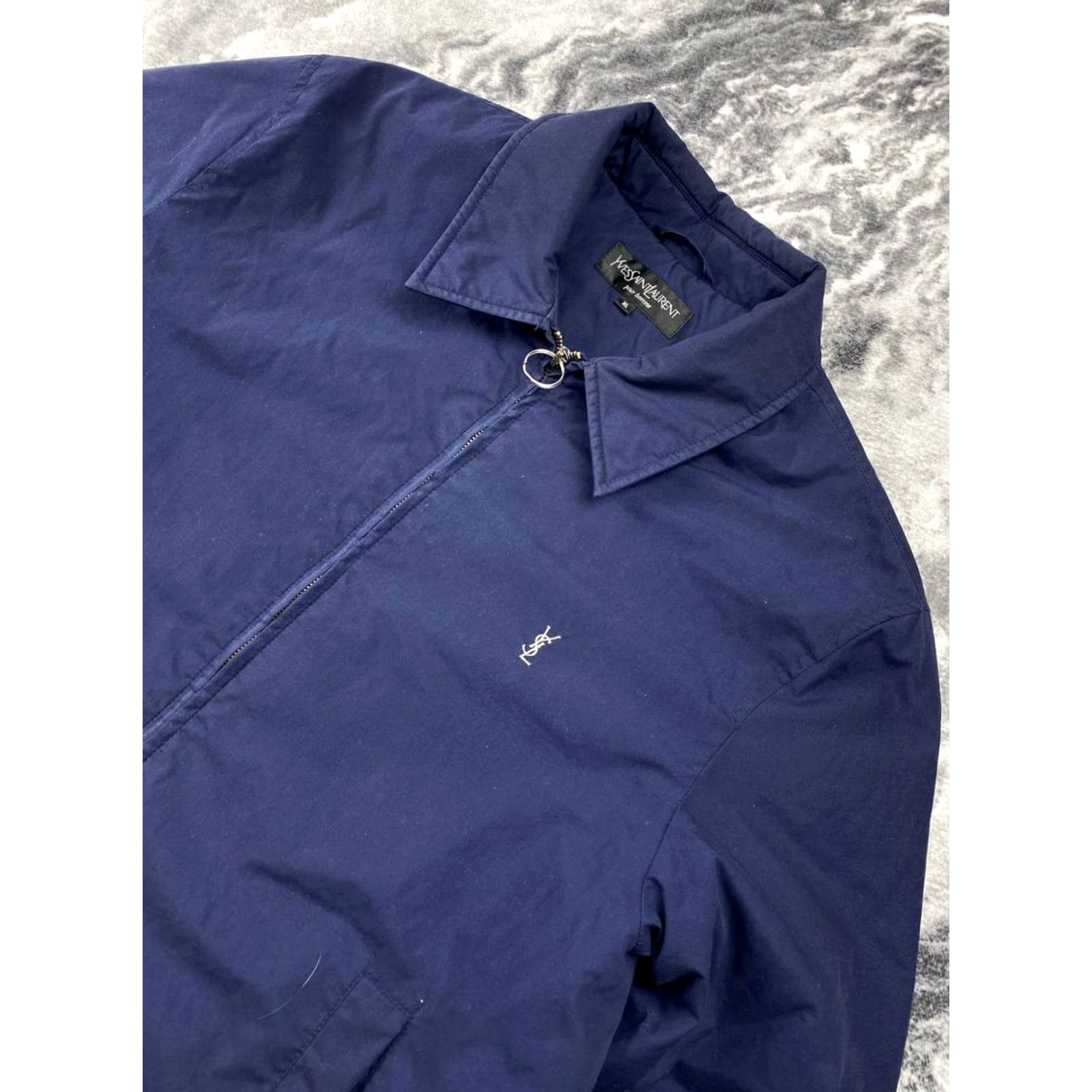 Yves Saint Laurent VINTAGE Yves Saint Laurent Bomber Jacket YSL Men XL Blue Men Jacket Bomber Blue Logo Vintage XL Size US XL / EU 56 / 4 - 2 Thumbnail