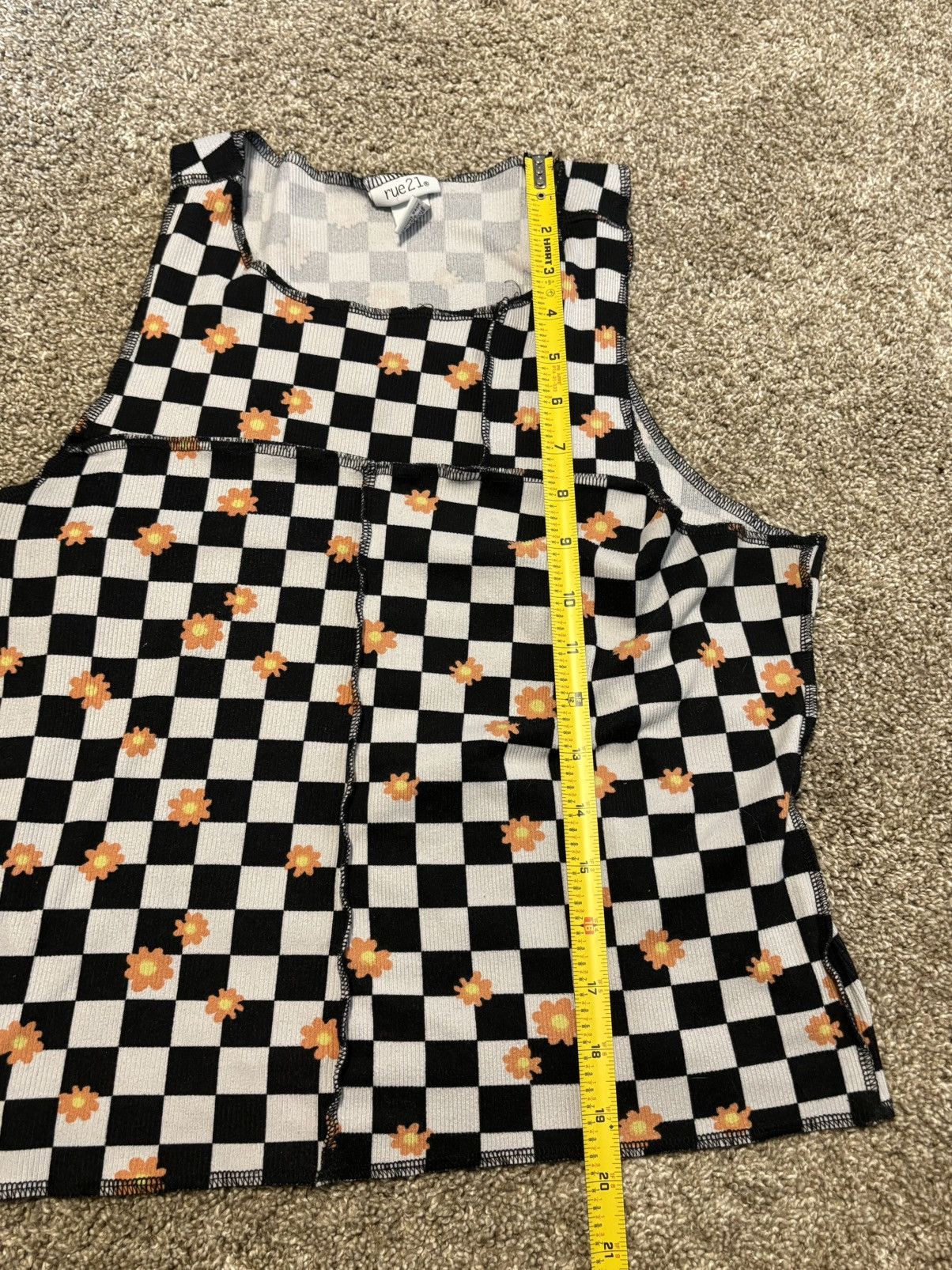 rue21 (Rue 21) Checkered Floral Tank Top: Size XL Size XL / US 12-14 / IT 48-50 - 4 Thumbnail
