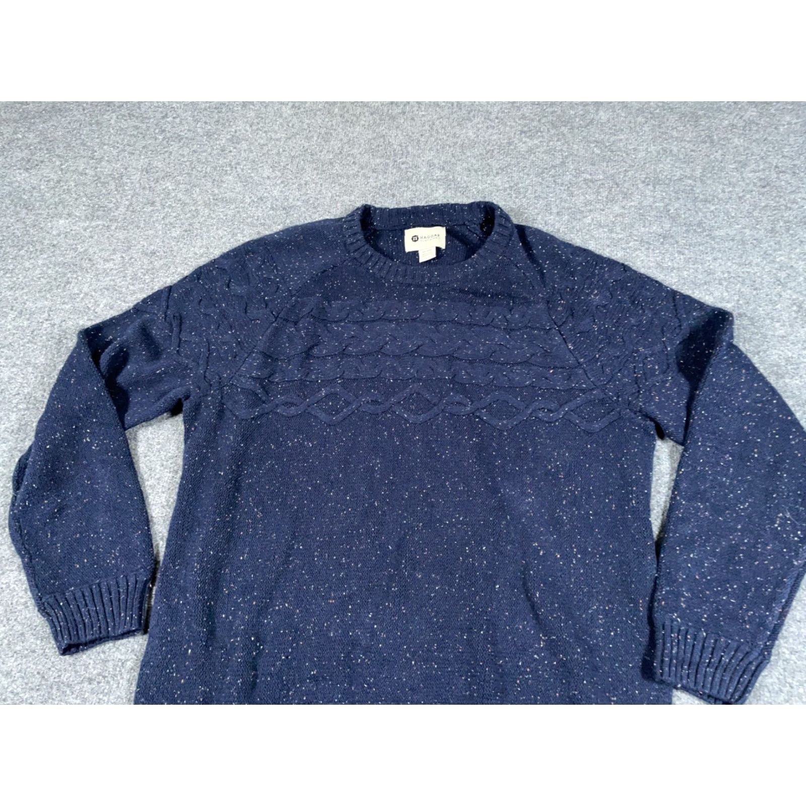 Haggar Haggar Sweater Adult 2XL Blue Cable Knit Crew Neck Cotton Heavyweight Preppy Classic Mens Size US XXL / EU 58 / 5 - 8 Thumbnail