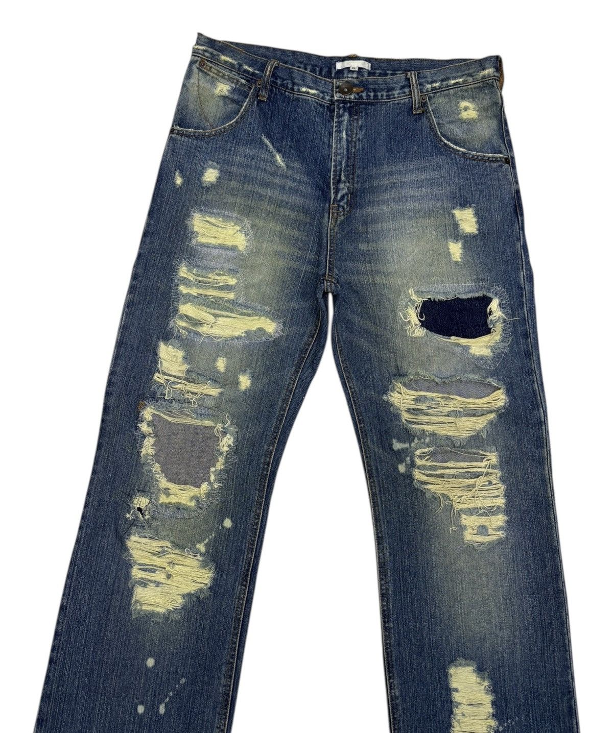 Helmut Lang RARE🔥EXHIBITIONIST PATCHWORK DISTRESSED DENIM JEANS Size US 34 / EU 50 - 7 Thumbnail