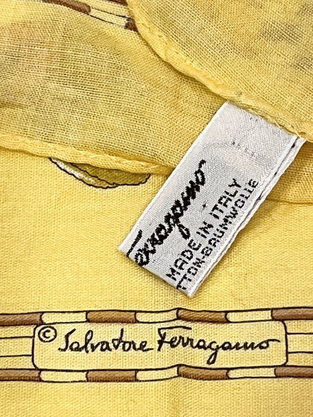 Salvatore Ferragamo Very Rare🔥Vintage Ferragamo Rooster Art Cotton Handkerchief Size ONE SIZE - 9 Thumbnail