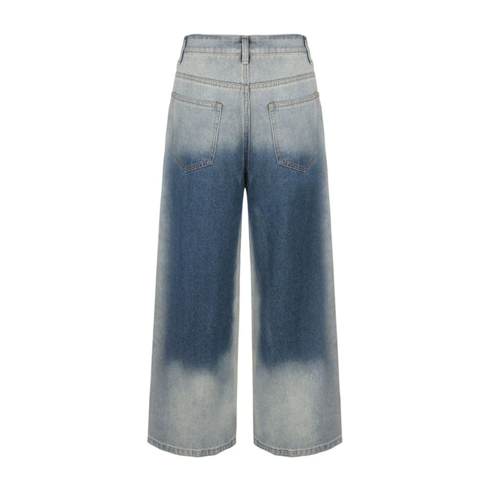 Japanese Brand × Vintage Loose wide-leg stitching washed tie-dye gradient jeans Size US 32 / EU 48 - 2 Thumbnail