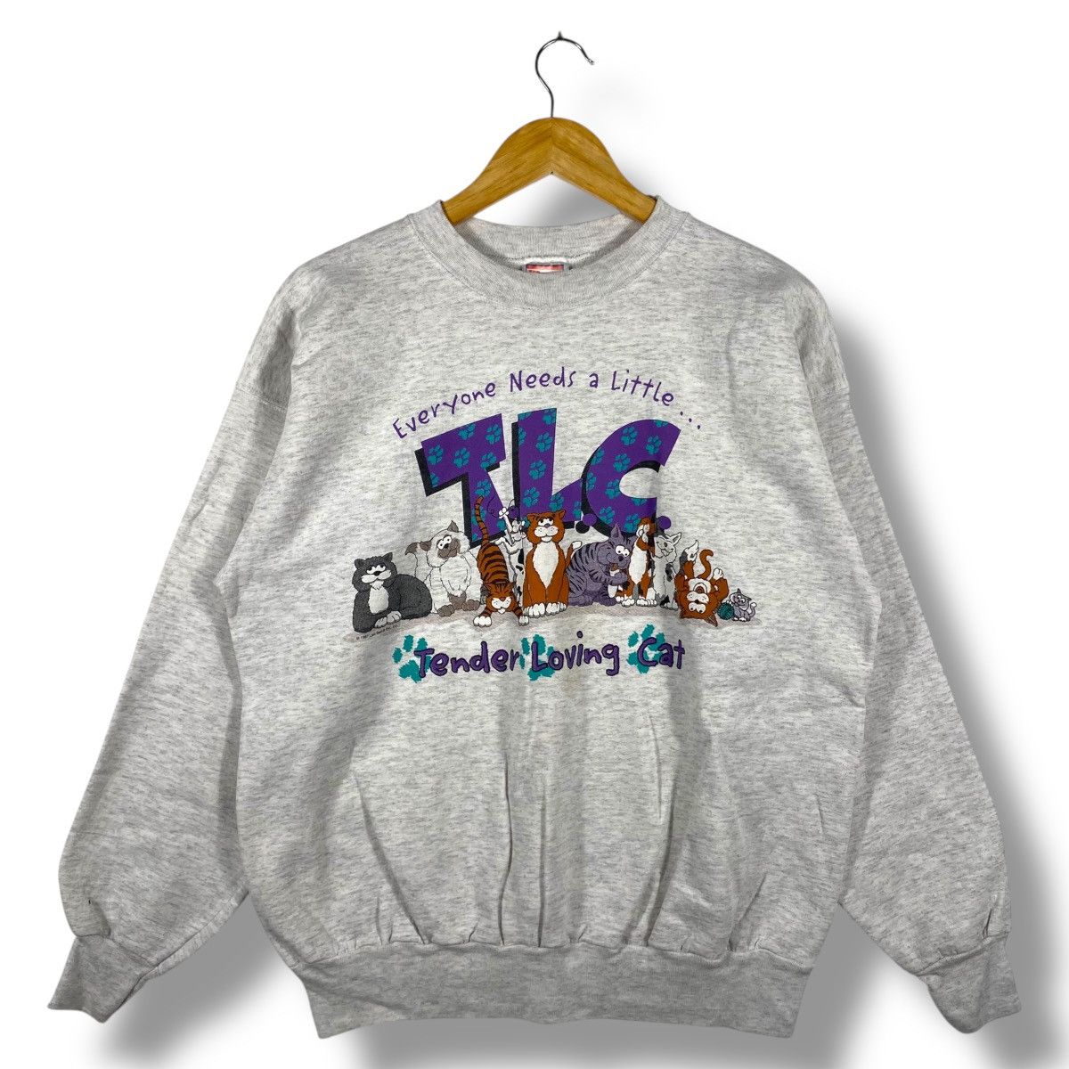 Vintage Vintage 90's TLC Tender Loving Cat Crewneck Sweatshirt Size US L / EU 52-54 / 3 - 1 Thumbnail