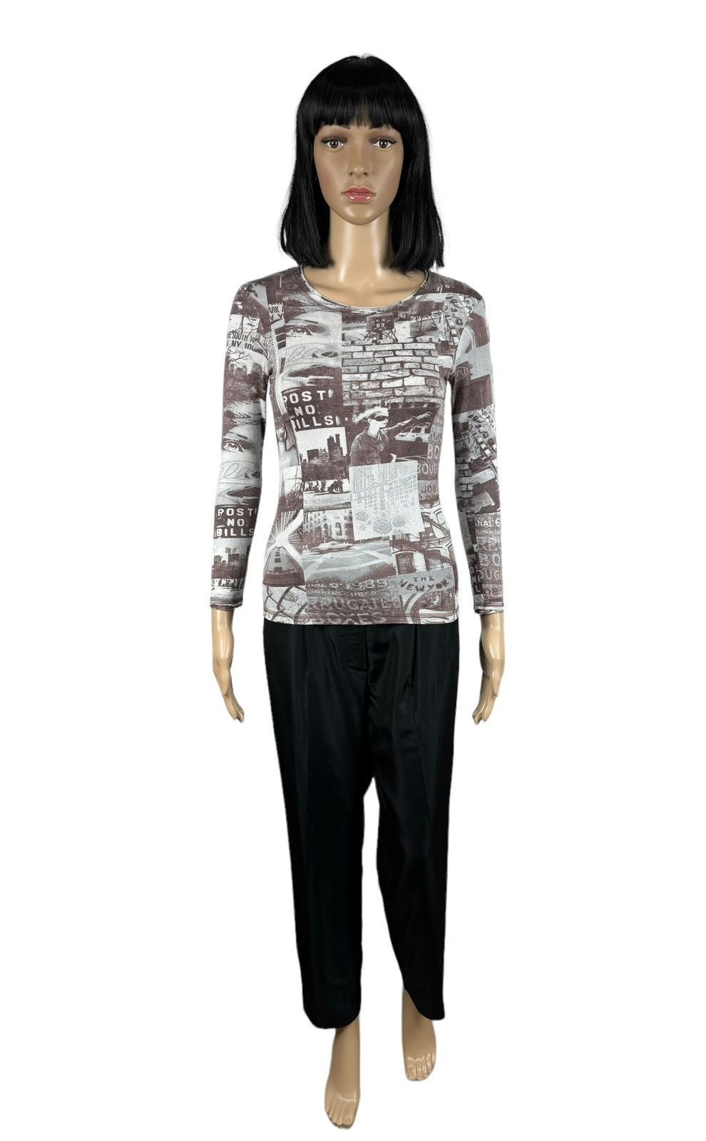 DKNY DKNY Newspaper Printed Stretch Blouse size 10 Size S / US 4 / IT 40 - 2 Thumbnail