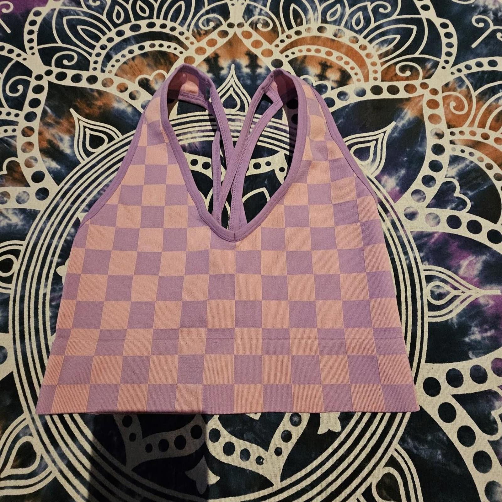 Designer Women's Pink and Purple Checkered Crop-top Size M / US 6-8 / IT 42-44 - 1 Thumbnail