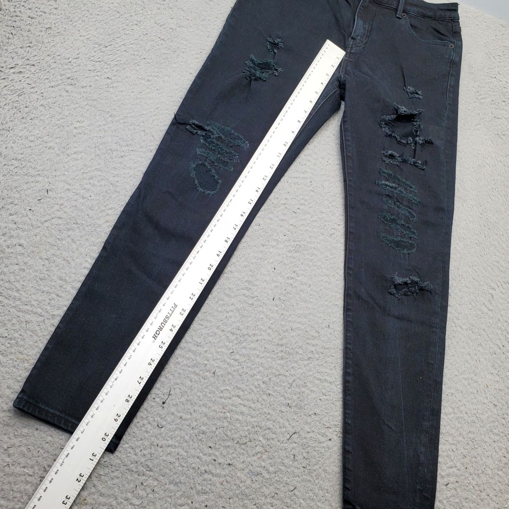 Denime Earnest Sewn Jeans Womens 29 Black Denim Stretch Distressed Dark Wash Skinny Leg Jeans Size 29" - 5 Thumbnail
