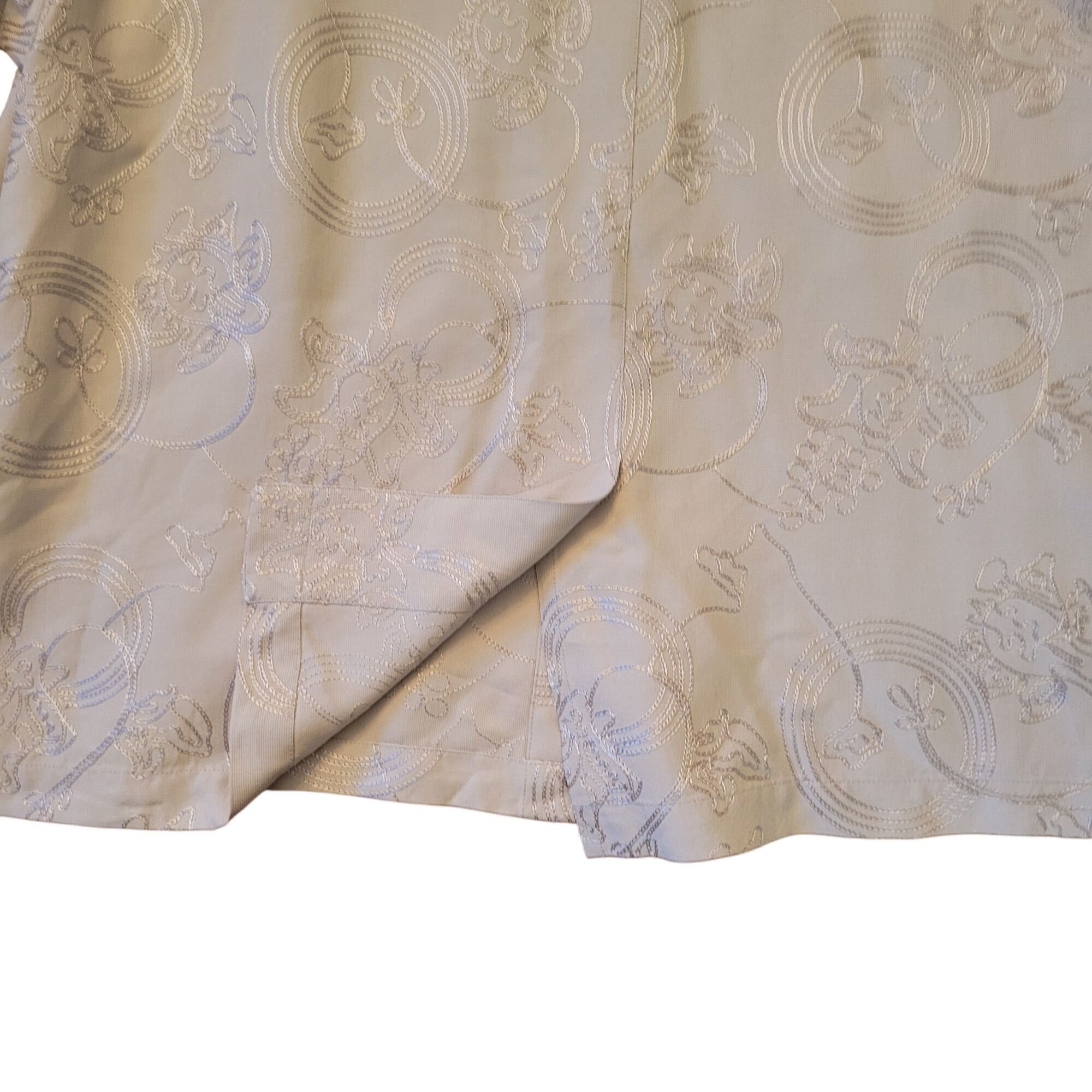 Chicos Chicos Design 3 Beige Embroidered Button Up Silk Blouse Size XL / US 12-14 / IT 48-50 - 3 Thumbnail