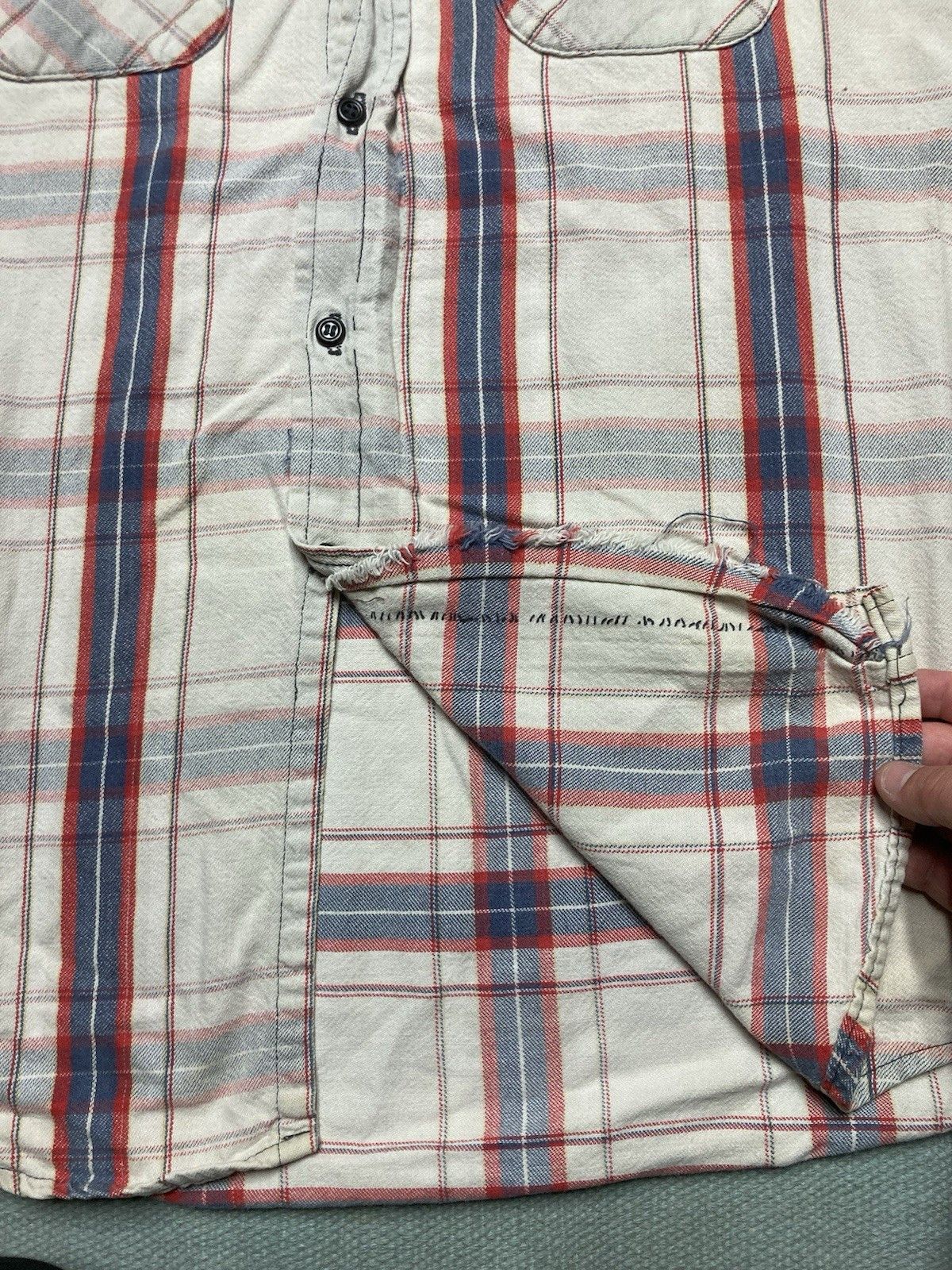 Vintage 70s Mr Leggs flannel shirt cotton plaid farm repaired XL Size US XL / EU 56 / 4 - 3 Thumbnail