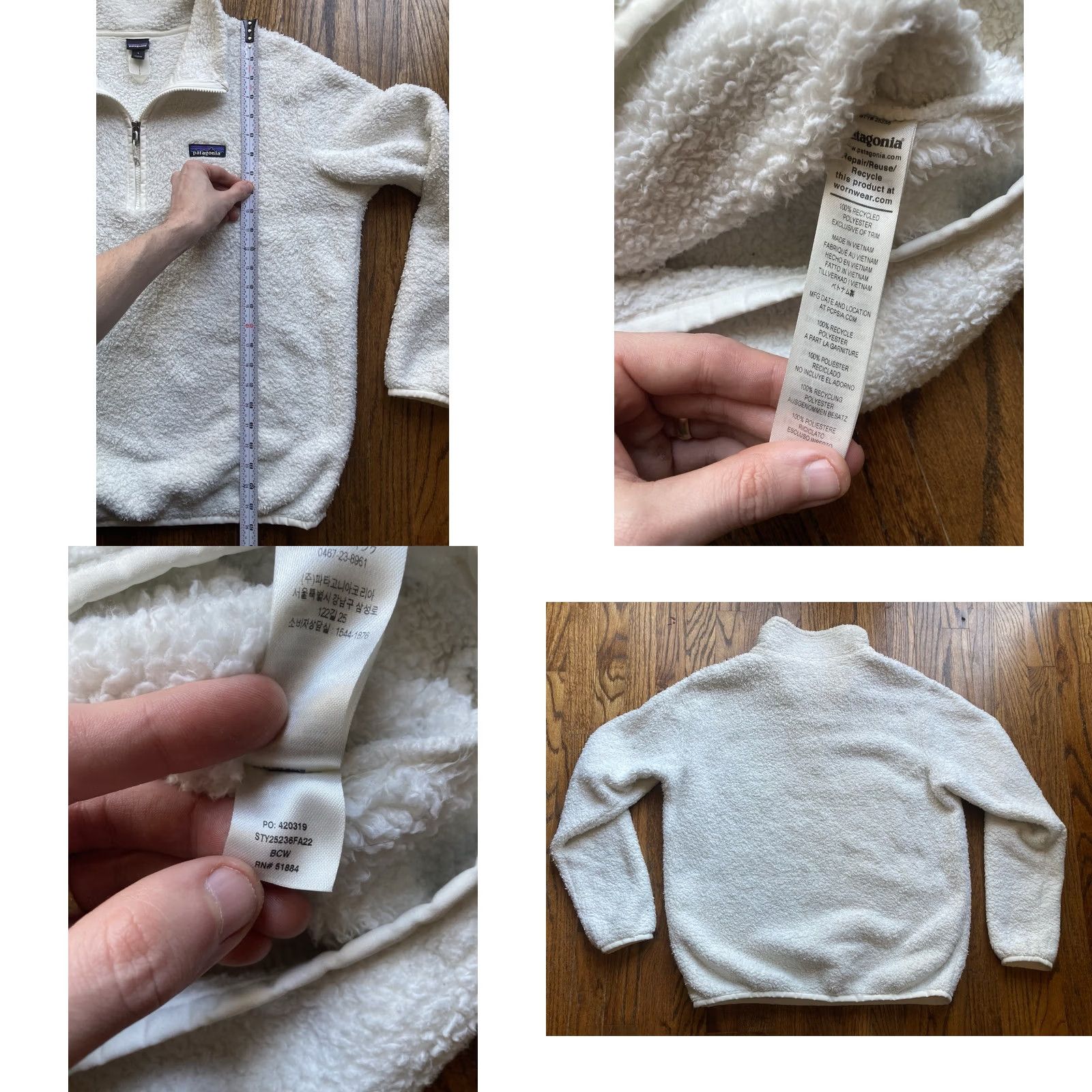 Patagonia Patagonia Fleece Pullover Sweater 1/4 Zip Womens Large White Logo Zipper Mock Neck Regular Size L Size L / US 10 / IT 46 - 8 Thumbnail