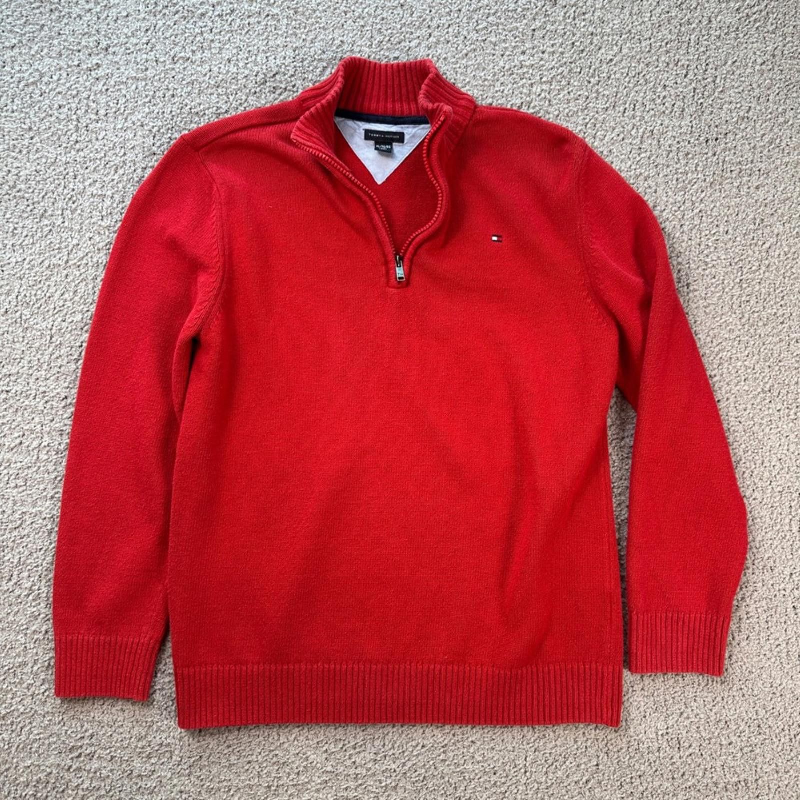 Tommy Hilfiger Tommy Hilfiger Men's Knit Sweater XL Red Quarter 1/4 Zip Size US XL / EU 56 / 4 - 1 Thumbnail