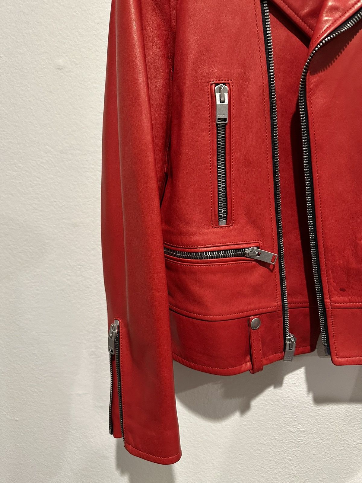Hedi Slimane × Saint Laurent Paris FW13 Red L01 Lambskin Leather Biker Jacket 48 Size US M / EU 48-50 / 2 - 3 Thumbnail