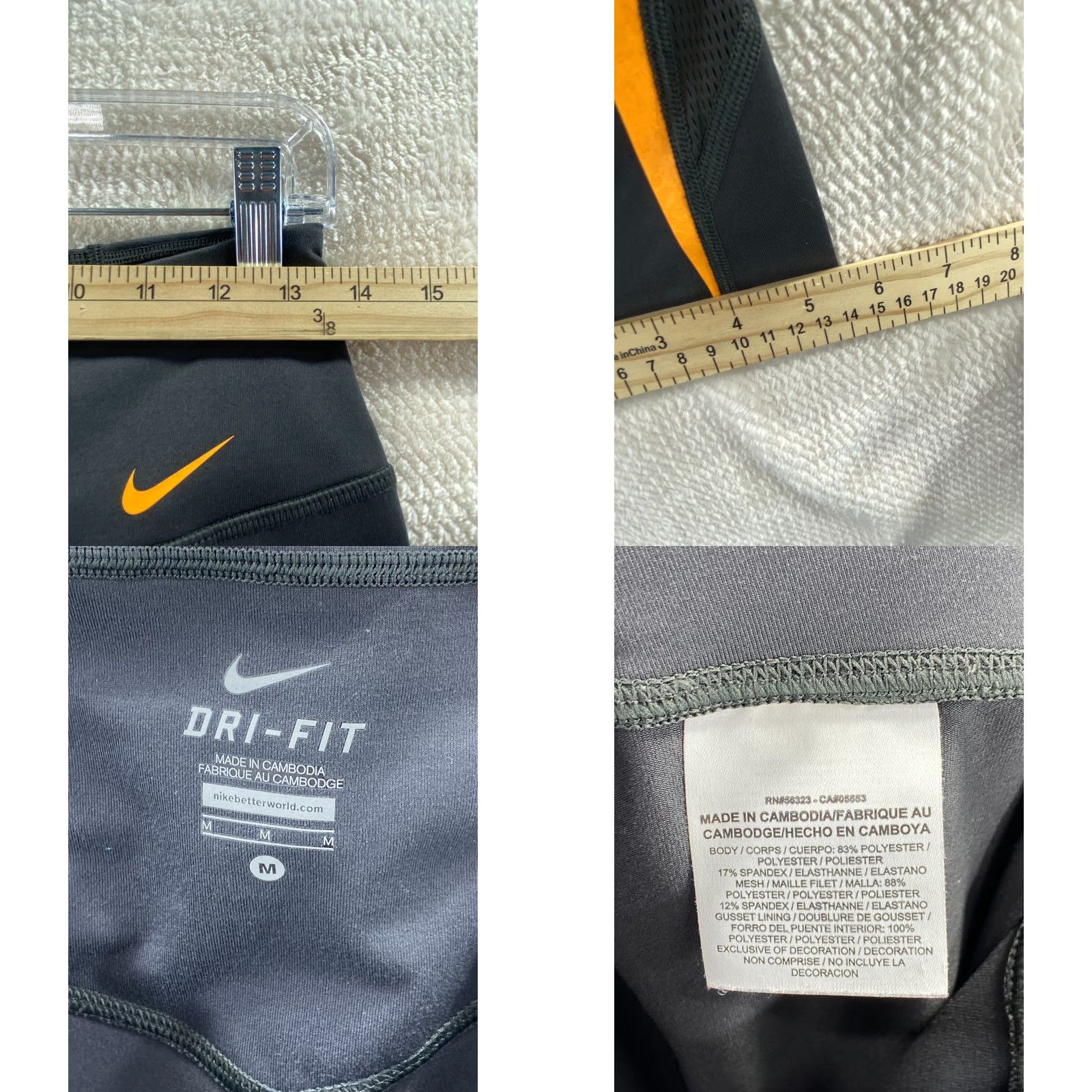 Nike Nike Dri-Fit Womens Leggings Capri Shirt Pants - Gray Orange Swoosh Medium M Womens Nike Dri-FIT Capris Size 32" / US 10 / IT 46 - 8 Thumbnail