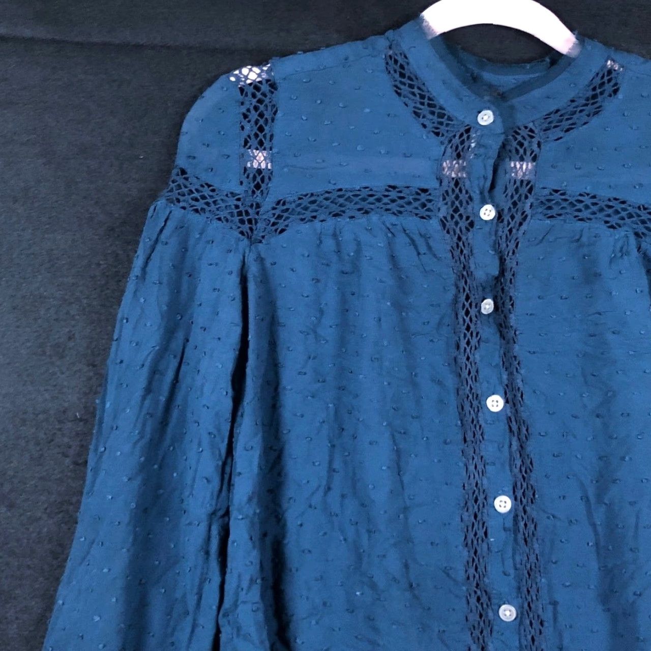 Free People Free People Shirt Blue Button-Down 100% Rayon XS Womens Long Sleeve Popcorn Relaxed Slim Button-Up Casual Workwear Boho 90s? Size XS / US 0-2 / IT 36-38 - 4 Thumbnail