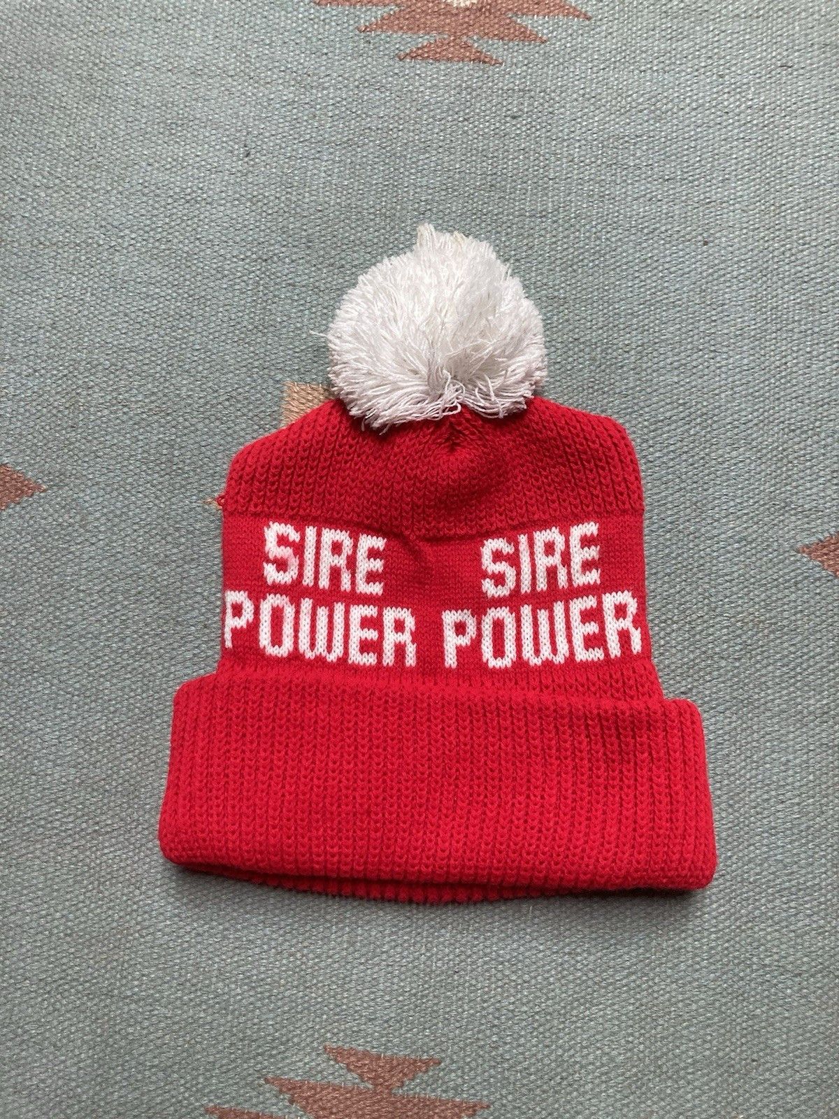 Vintage Vintage knit beanie winter hat Sire Power farm feed cow thic Size ONE SIZE - 1 Thumbnail