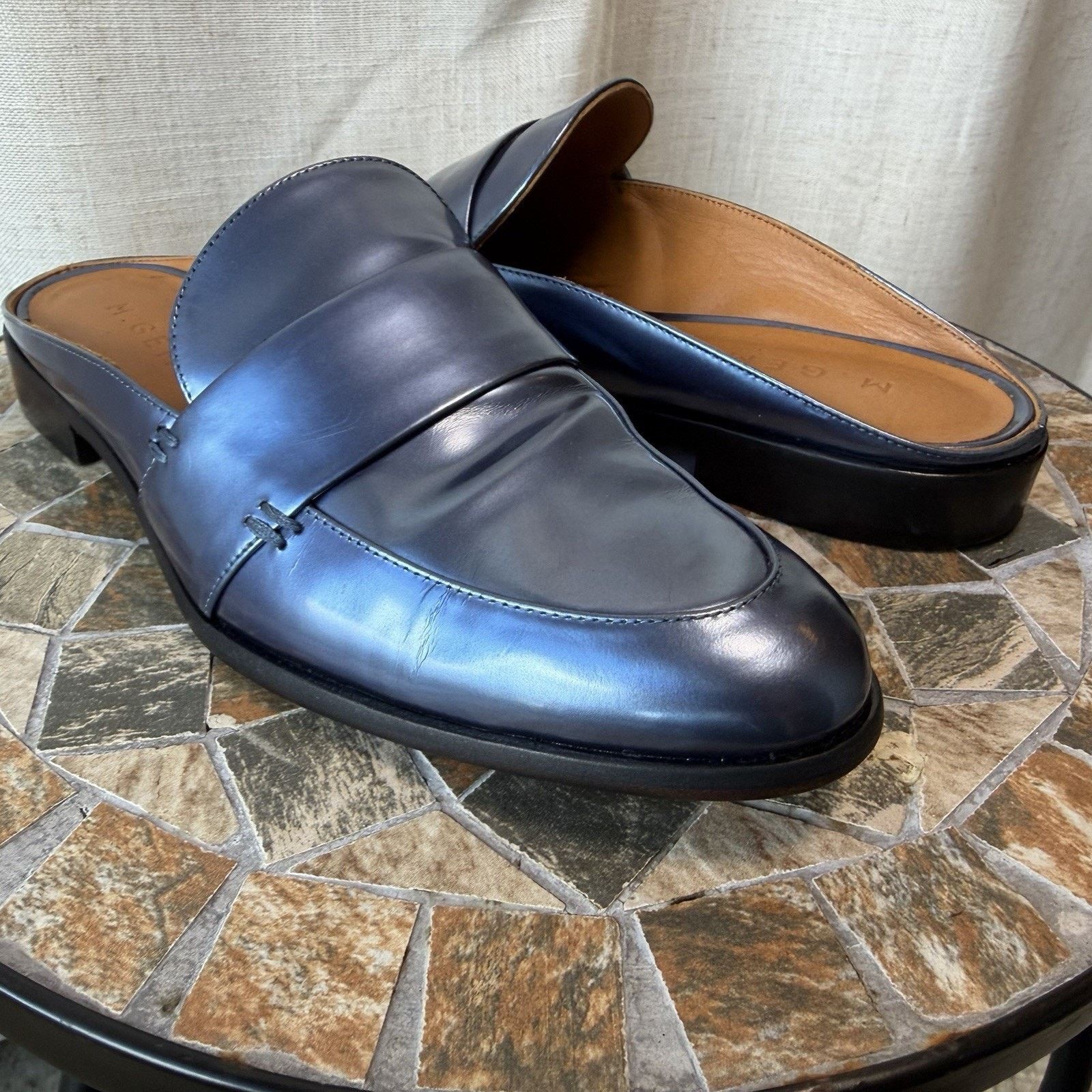 M.Gemi M.Gemi Leather Slide Loafers Navy Blue EU 37Made in Italy Size US 6.5 / IT 36.5 - 1 Thumbnail
