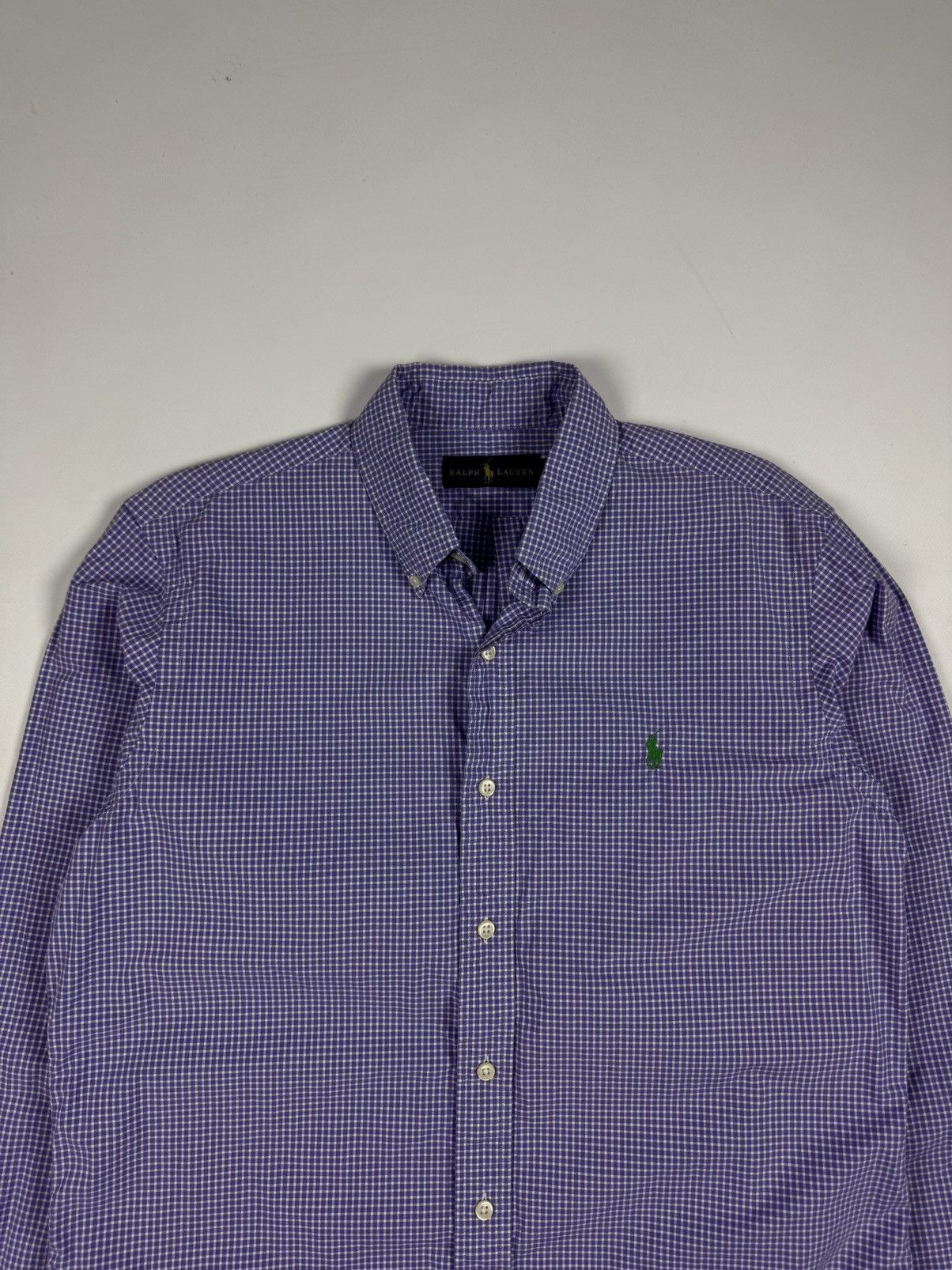 Polo Ralph Lauren × Ralph Lauren POLO Ralph Lauren Purple White Plaid Long Sleeve Shirt Size US M / EU 48-50 / 2 - 3 Thumbnail
