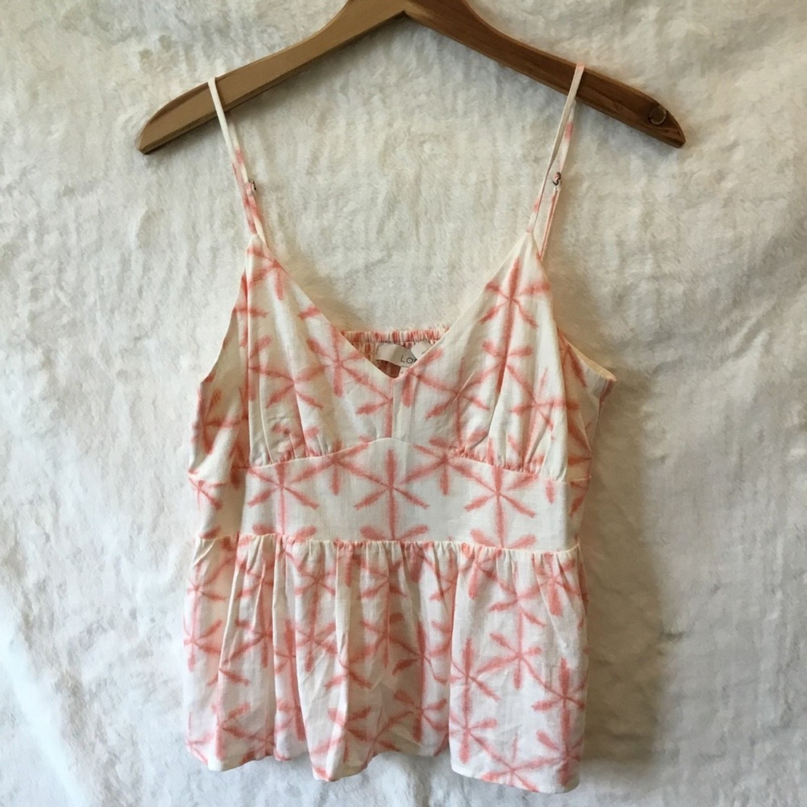 Loft Loft Coral Cream Star Tie Dye Peplum Cami Size M / US 6-8 / IT 42-44 - 1 Thumbnail