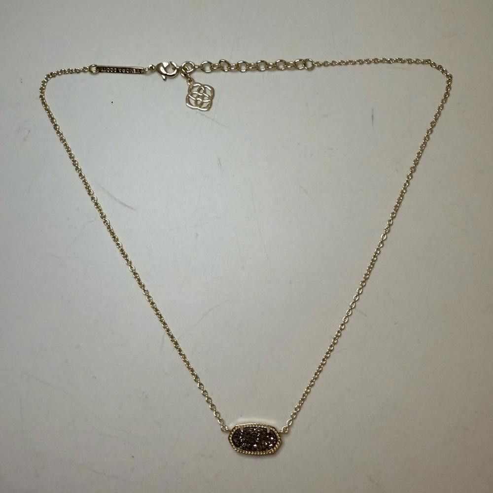 Designer Kendra Scott Elisa Necklace Platinum Drusy Pendant Gold Size ONE SIZE - 3 Thumbnail