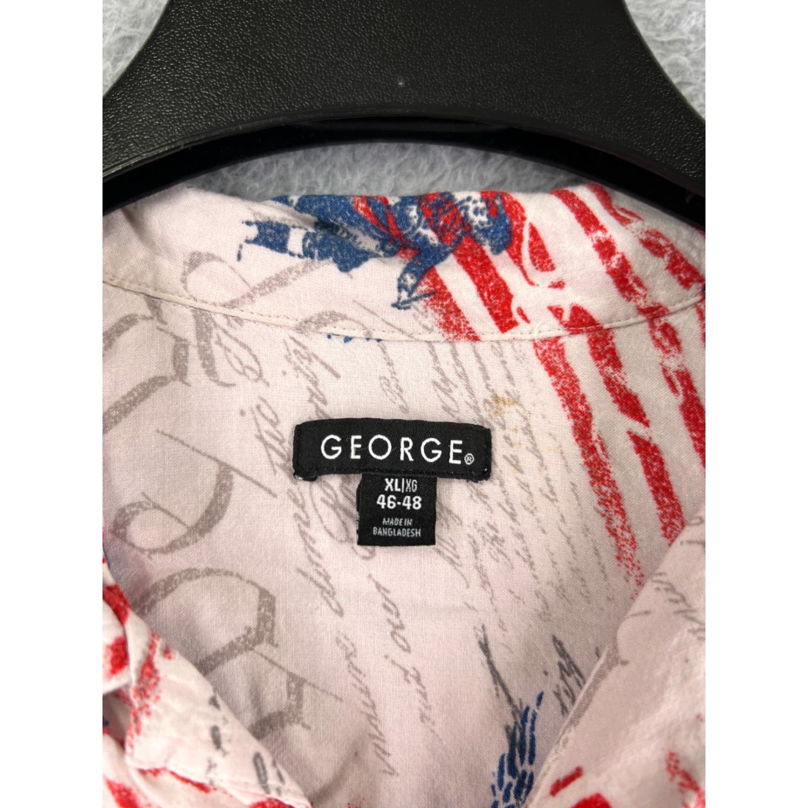 George George Button-Up Shirt Mens XL Pink Short Sleeve Casual Classic 2A 1A 44in Chest Viscose Rayon Polka Dot Button-Down Collared Geоrge Size US XL / EU 56 / 4 - 3 Thumbnail