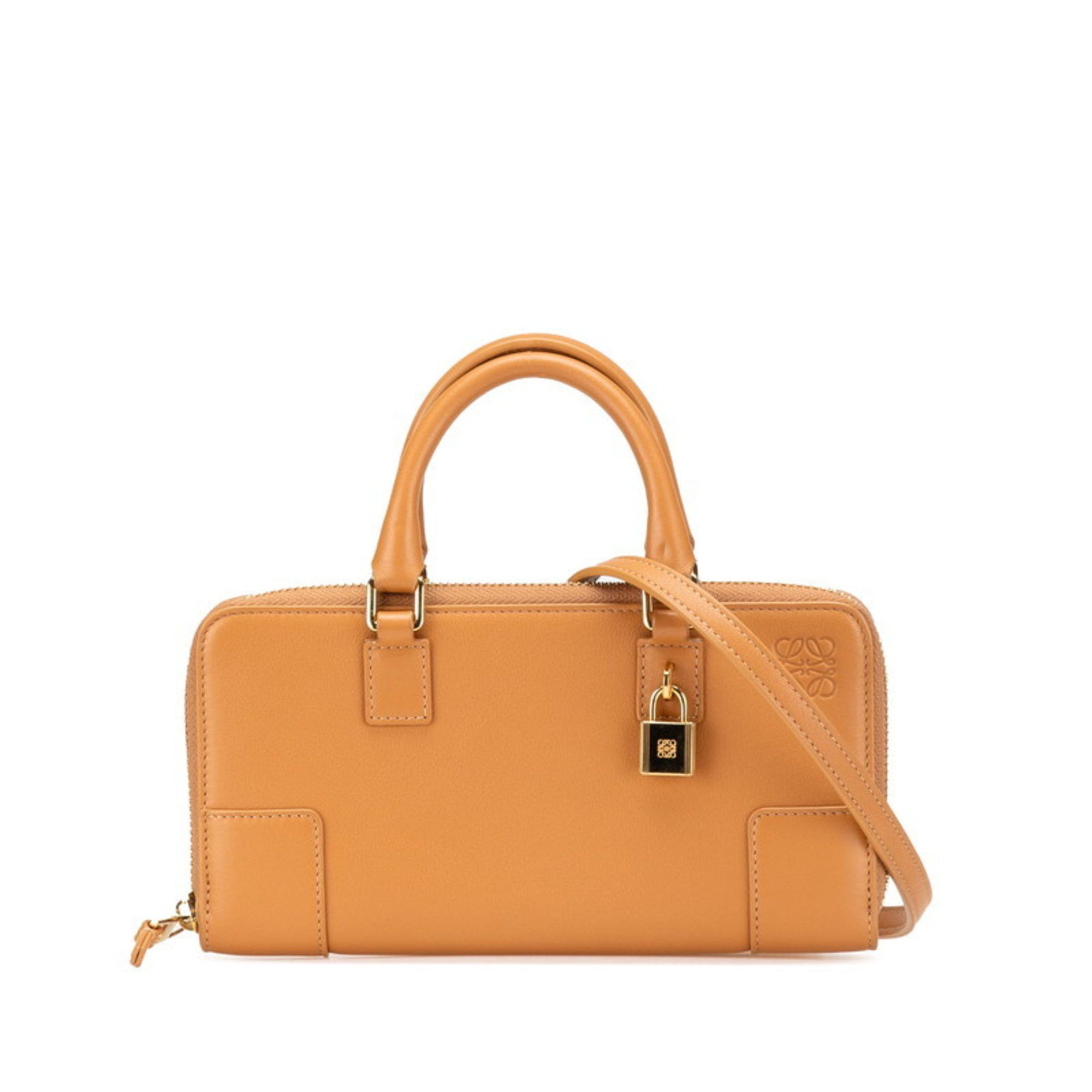 Loewe LOEWE Amazona Pouch, round zipper, long wallet, handbag, shoulder bag, 2-way, C039U10X01, brown nappa calf leather, women's Size ONE SIZE - 1 Thumbnail