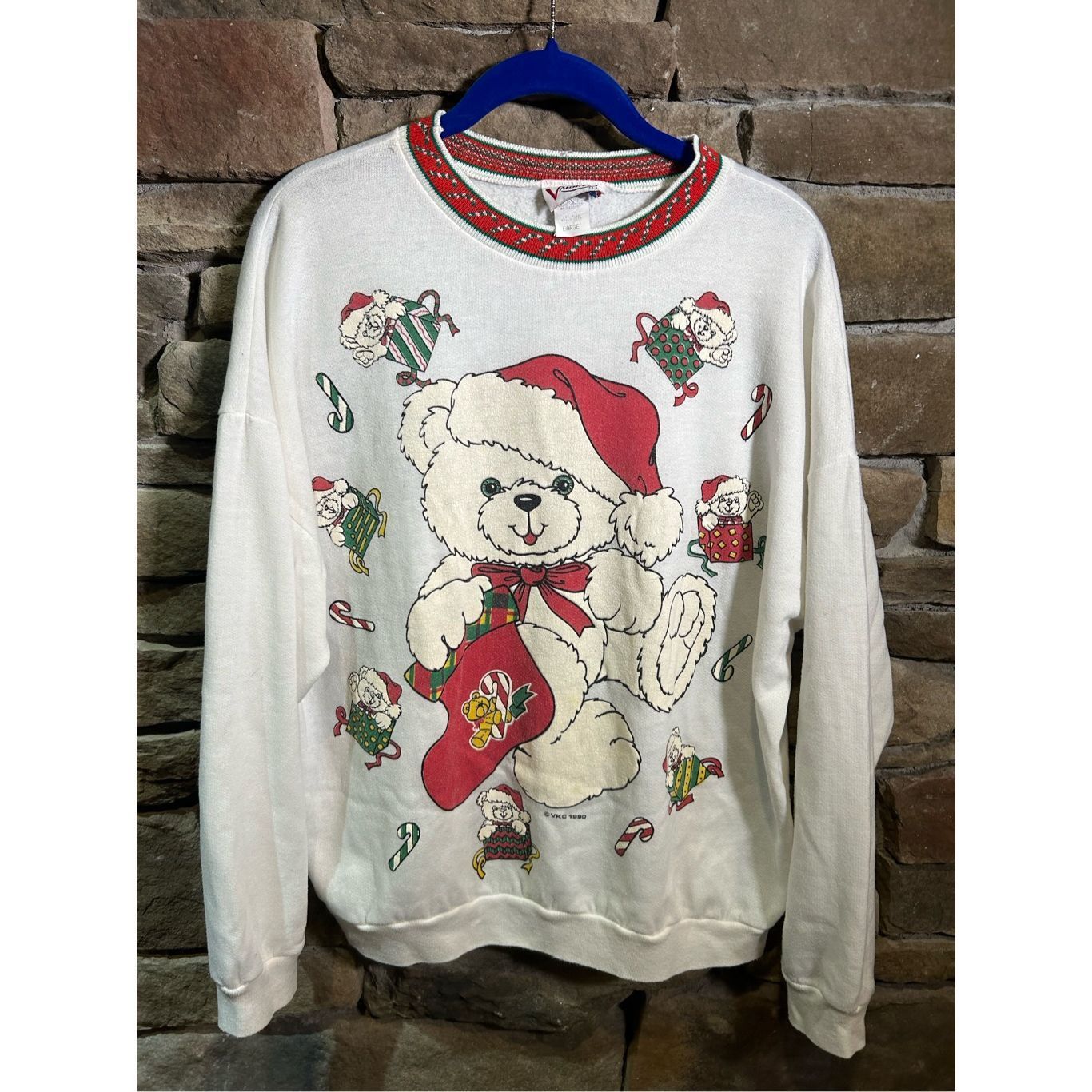 Vintage Women’s L - Vintage 1990s Teddy Bear Christmas Pretty Cute R Size L / US 10 / IT 46 - 1 Thumbnail