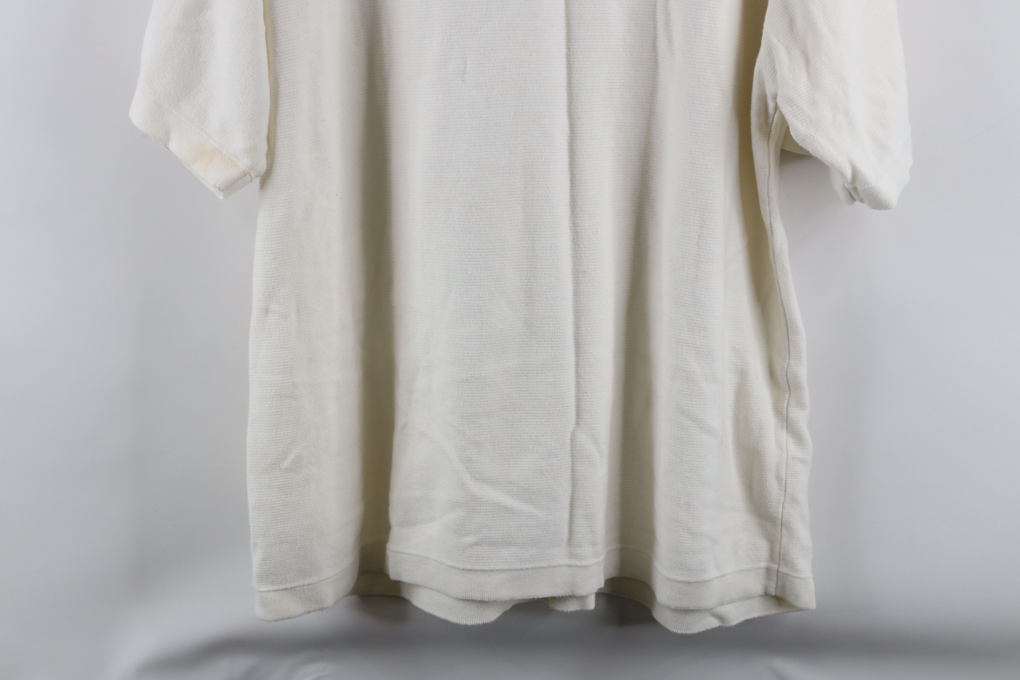 Vintage Vintage 90s Streetwear Knit Collared Polo Shirt White Cotton Size US XL / EU 56 / 4 - 8 Thumbnail