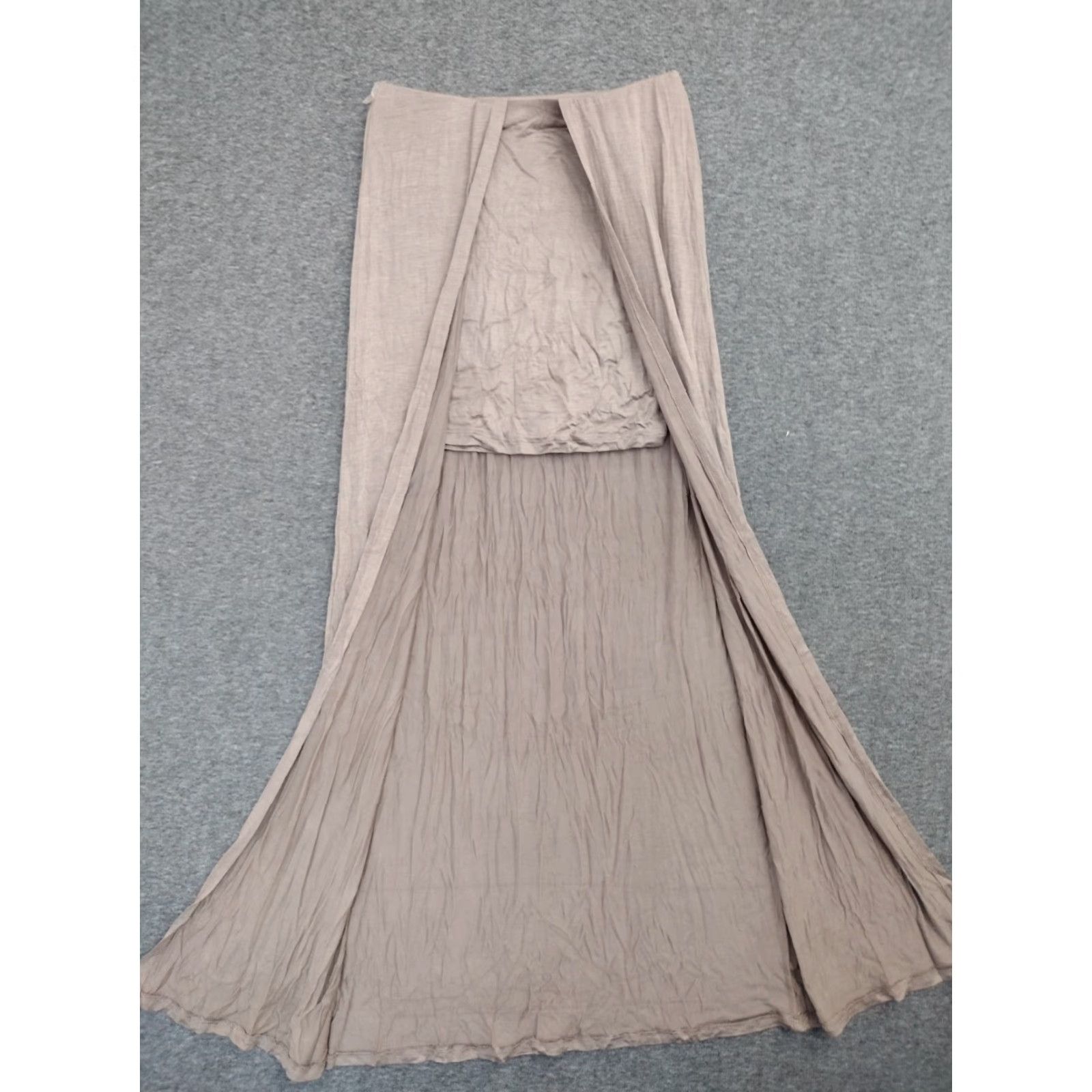 Vintage Codigo Women's Skirt Maxi Wrap Around S Brown Rayon Spandex Solid bohemian Logo Fall Summer Spring Casual Travel Women's Shirt? Size 28" / US 6 / IT 42 - 3 Thumbnail