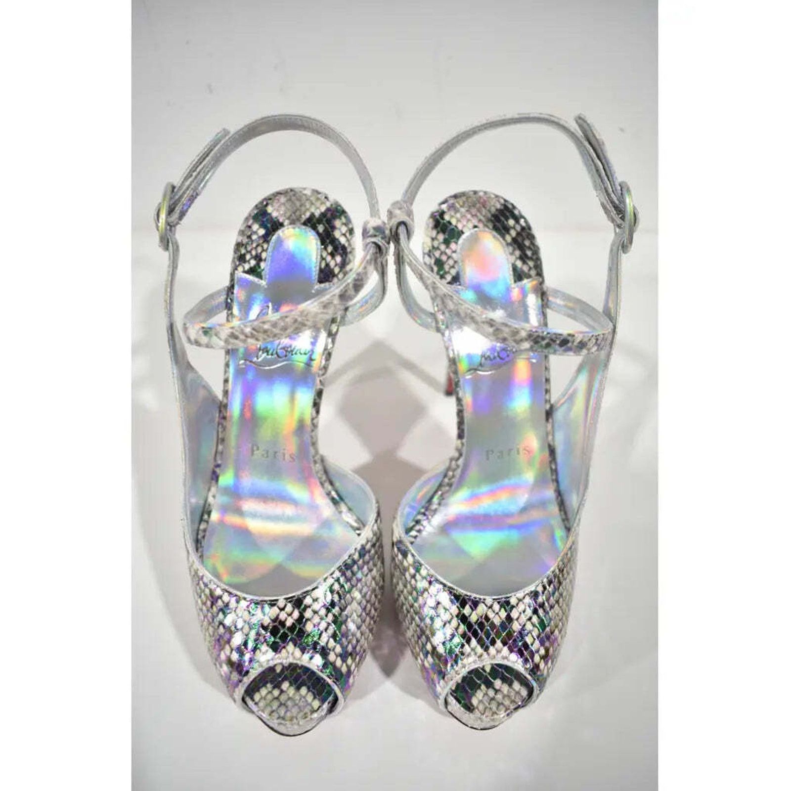 Christian Louboutin Jenlove Alta 120 Grey Snakeskin Platform Sandal Heel Pump 38 Size US 8 / IT 38 - 7 Thumbnail
