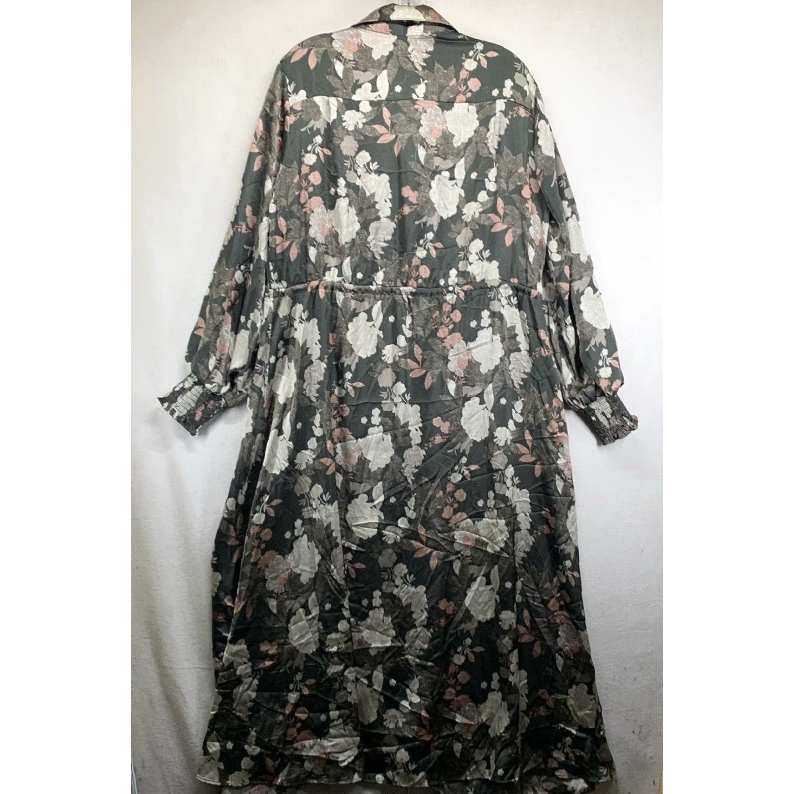 Vintage Women’s Large Dress Collared Button Front Metallic Gray Floral Whimsical Fairy Size L / US 10 / IT 46 - 2 Thumbnail