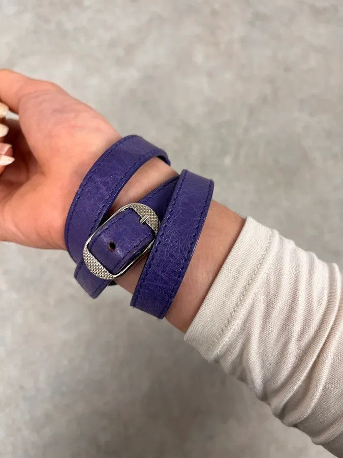 Balenciaga Balenciaga City Studded Purple Leather Bracelet Size ONE SIZE - 4 Thumbnail