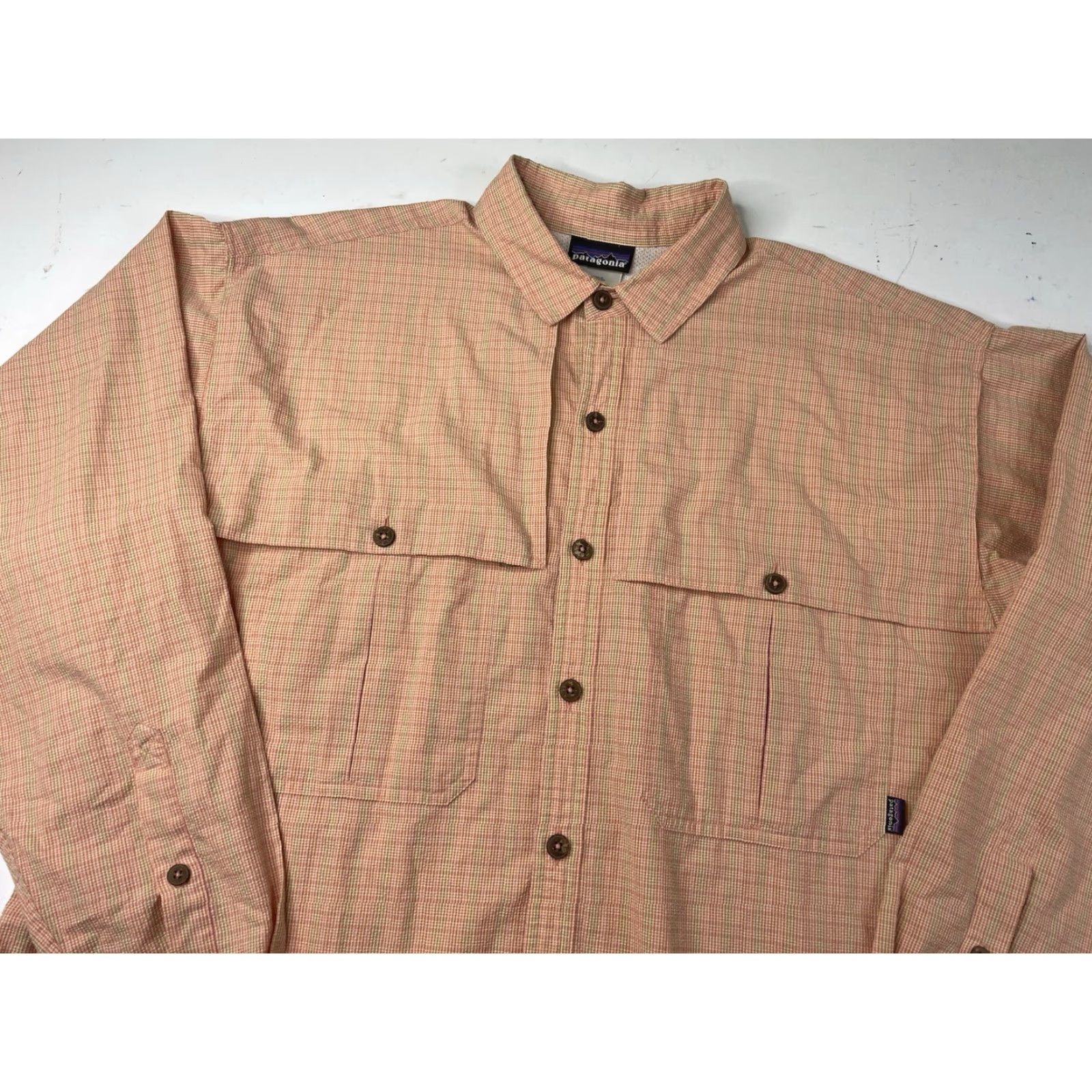 Patagonia Patagonia Shirt Men's 2XL Orange Plaid Long Sleeve Button-Up Collared Pocket Lightweight Casual Travel Workwear Mens Size US XXL / EU 58 / 5 - 2 Thumbnail