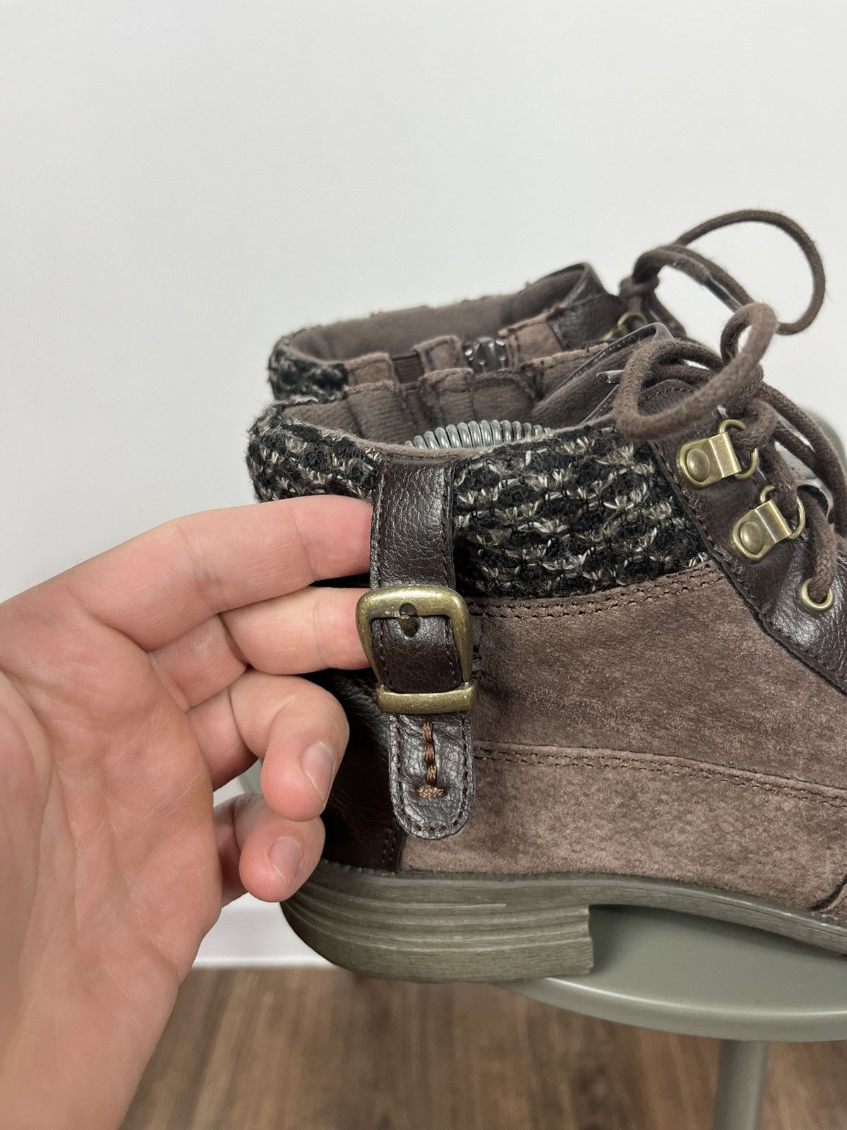 Other Earth Spirit Brown Suede Boots Knit Cuff Lace Up Size EU 41 Size US 10 / IT 40 - 4 Thumbnail