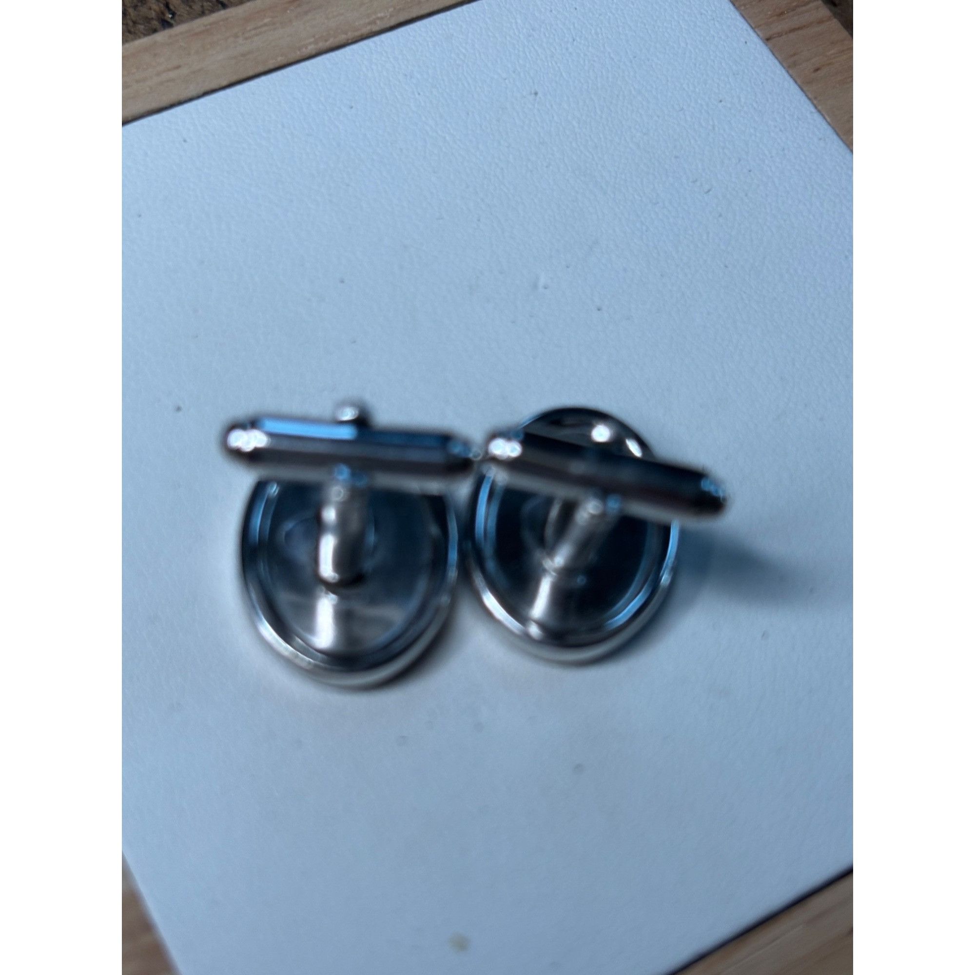 Other Personalized Silver Oval Cufflinks With Engraved Letter E Size 44R - 4 Thumbnail