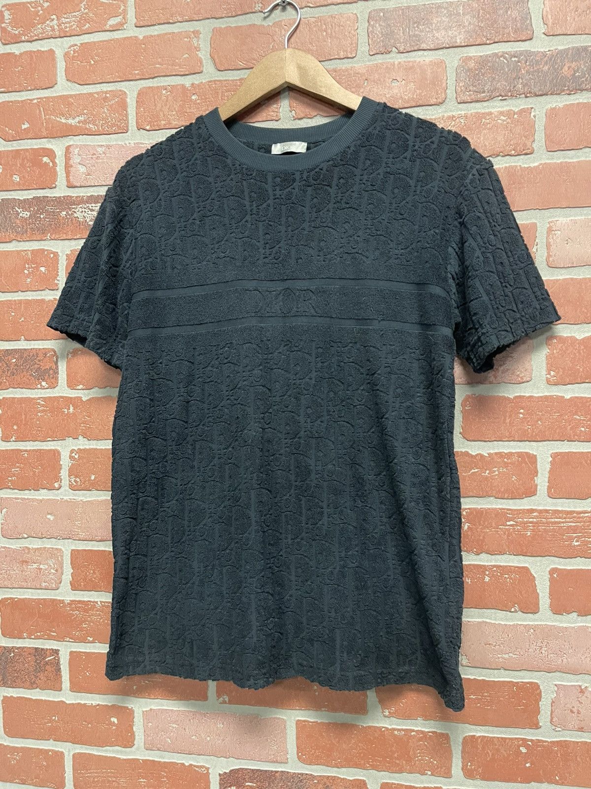 Dior Size XXXS - Dior Homme Terry Oblique T Shirt ‘Navy’ Mens Size US XXS / EU 40 - 3 Thumbnail
