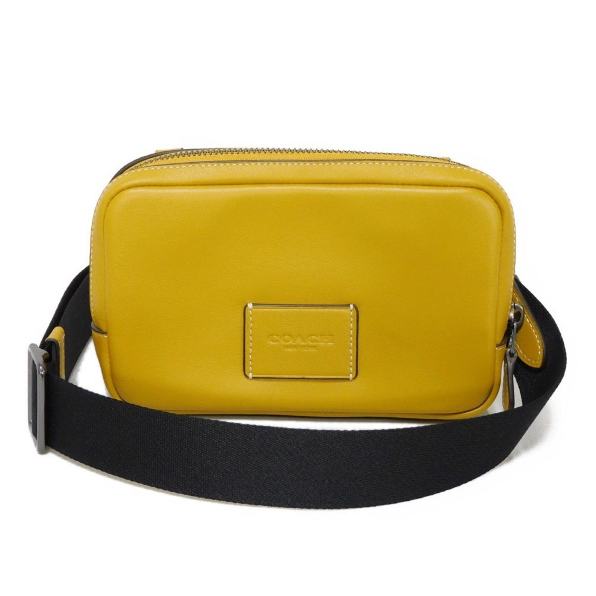 Coach COACH Shoulder Bag Carrier Phone Crossbody Smooth Calf Yellow Pochette Embossed Flax CM170 Men's Size ONE SIZE - 1 Thumbnail