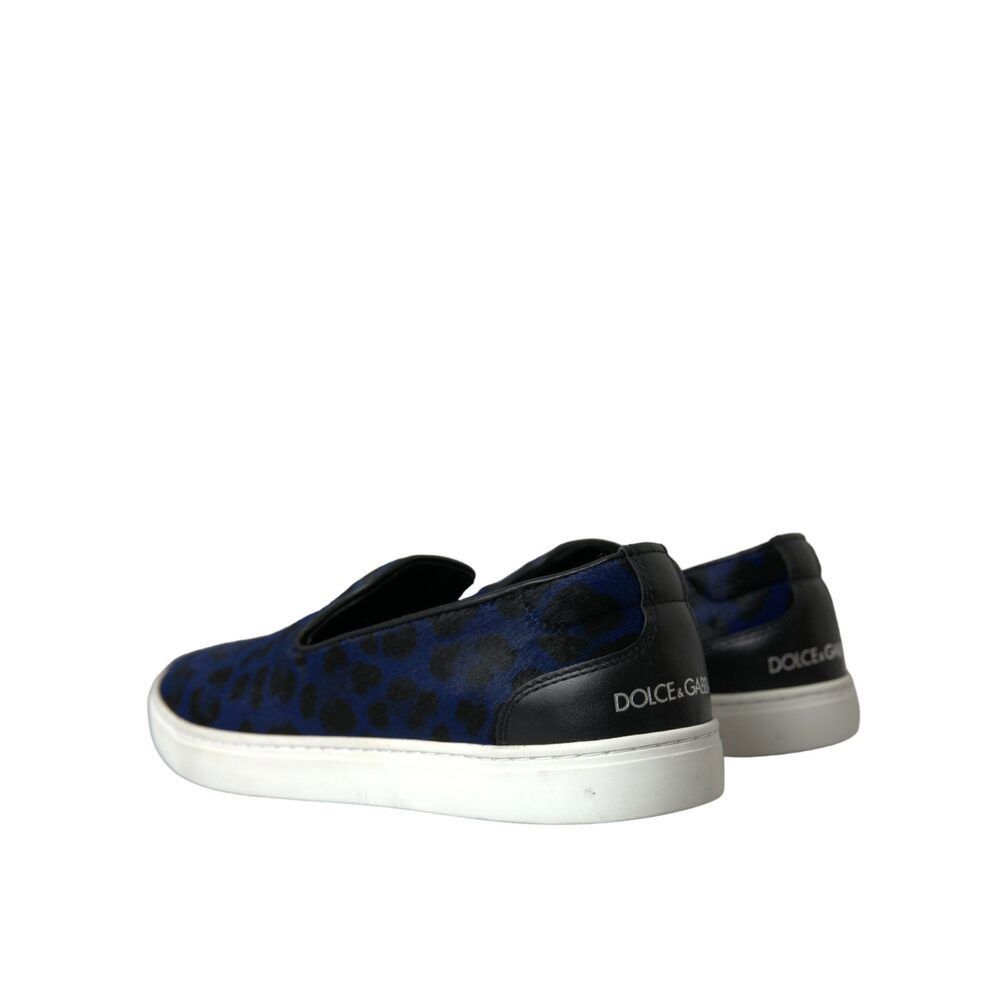 Dolce & Gabbana Dolce & Gabbana Blue Calfskin Hair Leopard Sneakers Shoes Size US 7 / EU 40 - 4 Thumbnail