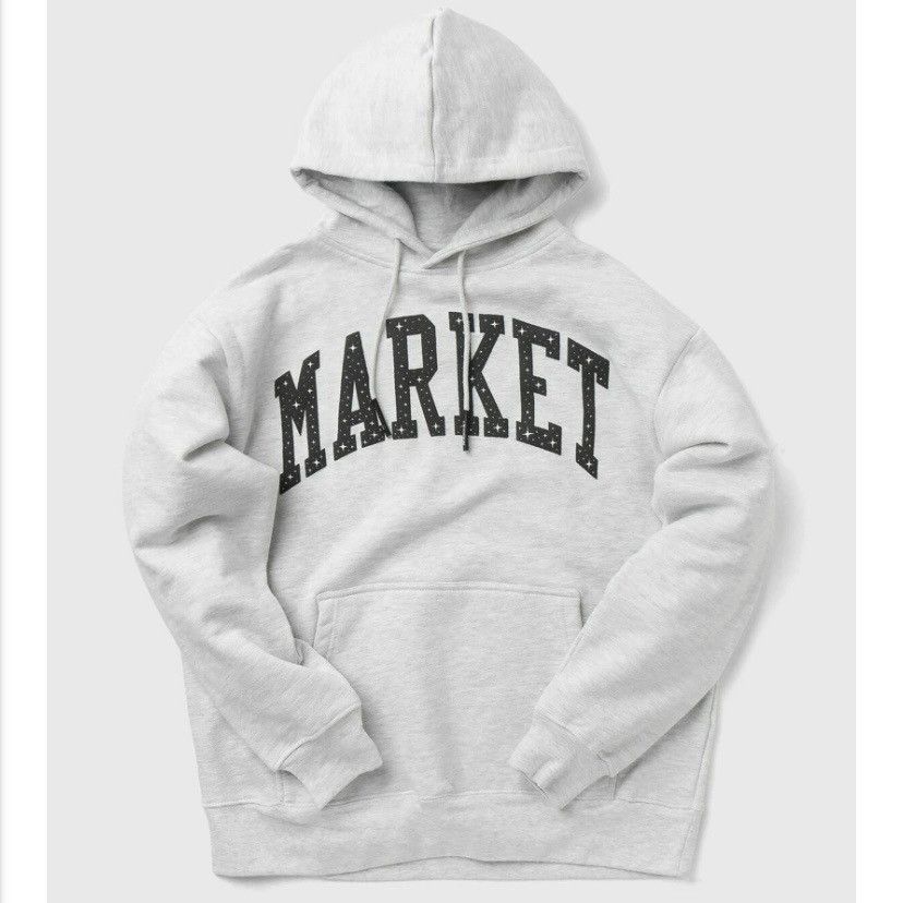 Market Market Puff Print Arc Spell Out Grey Hoodie Sweatshirt Size US S / EU 44-46 / 1 - 1 Thumbnail
