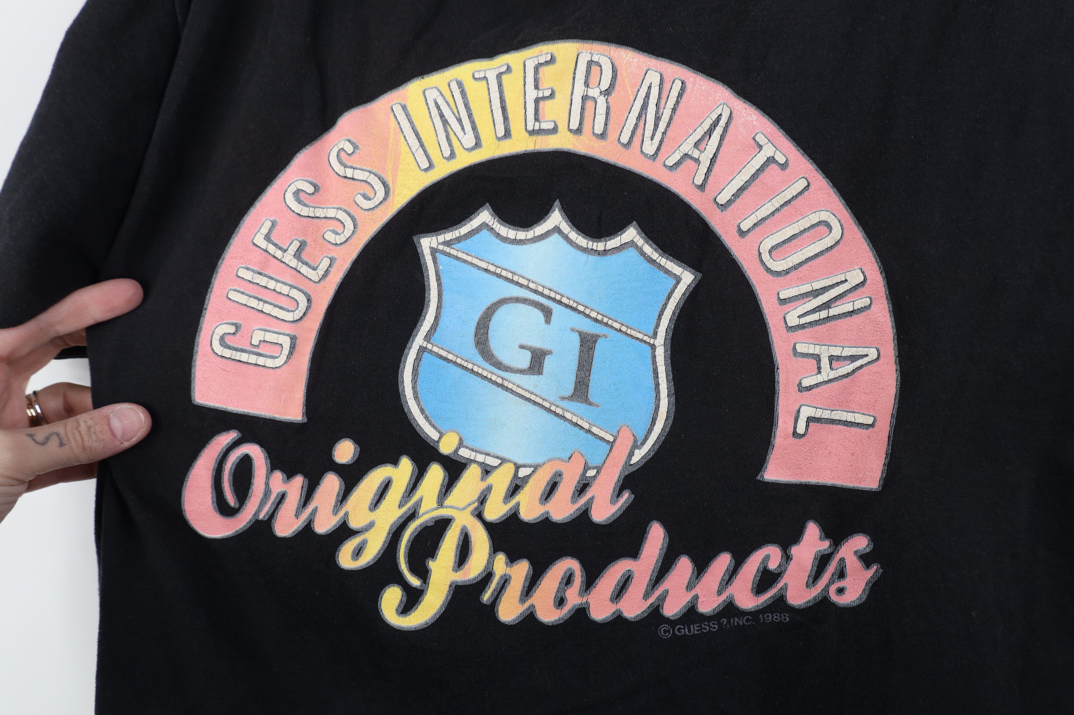 Guess Vintage 80s Guess Cropped Babydoll T-Shirt Black USA Size ONE SIZE - 4 Thumbnail