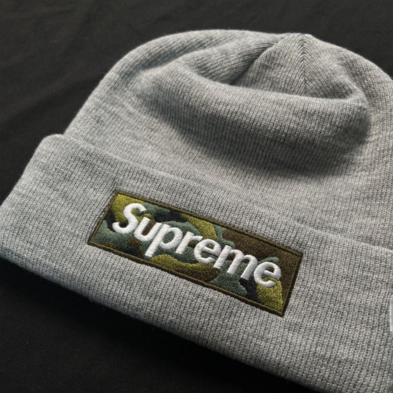 New Era × Supreme Rare Supreme New Era Camo Box Logo Beanie Hats Grey OS Size ONE SIZE - 2 Thumbnail