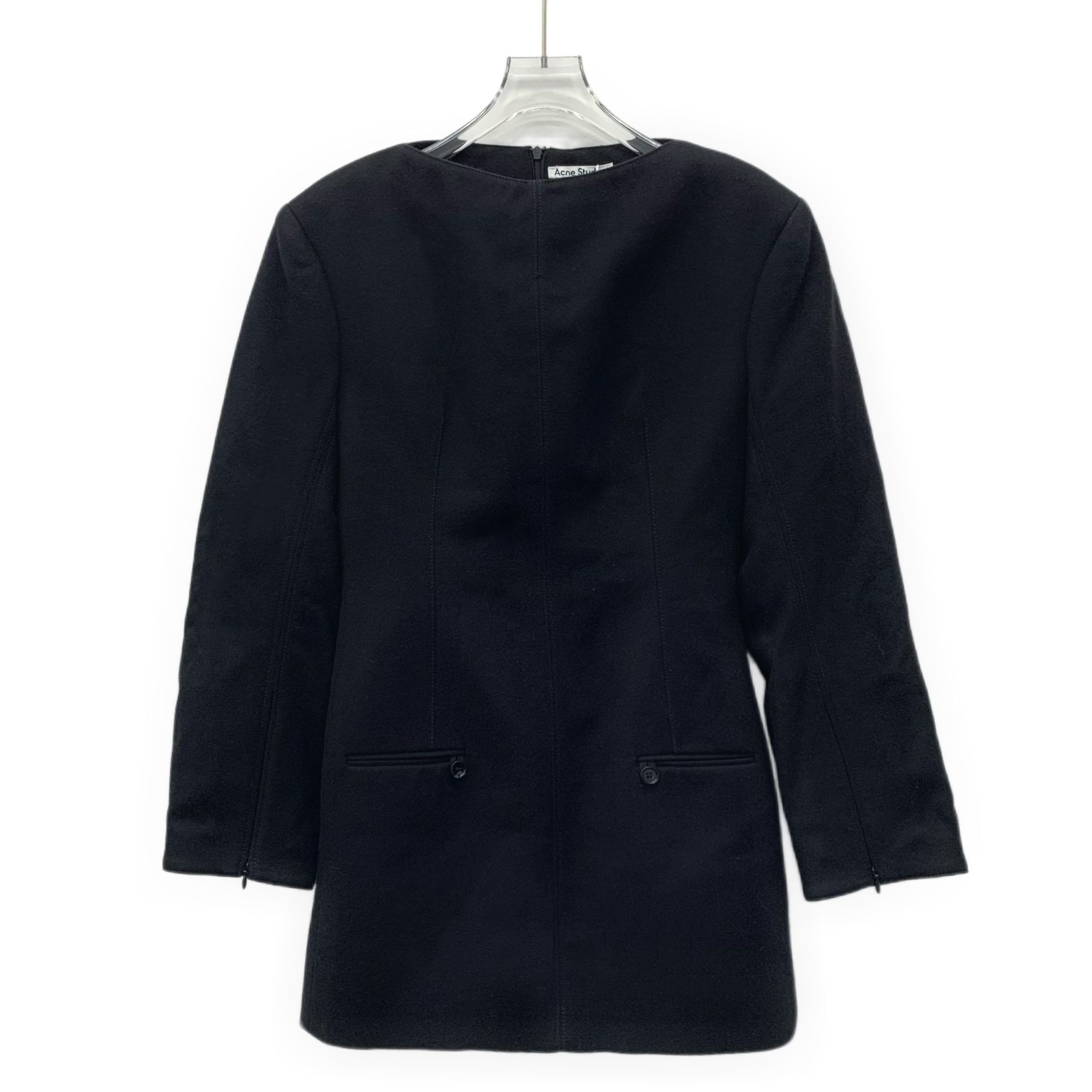 Acne Studios ACNE STUDIOS Black Wool Blend Long Sleeve Dress With Pockets Size XS / US 0-2 / IT 36-38 - 1 Thumbnail