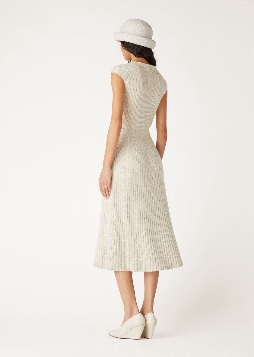 Loro Piana o1srvl11e0725 FAO2844 Baby Cashmere Midi Skirt in White Size 28" / US 6 / IT 42 - 3 Thumbnail