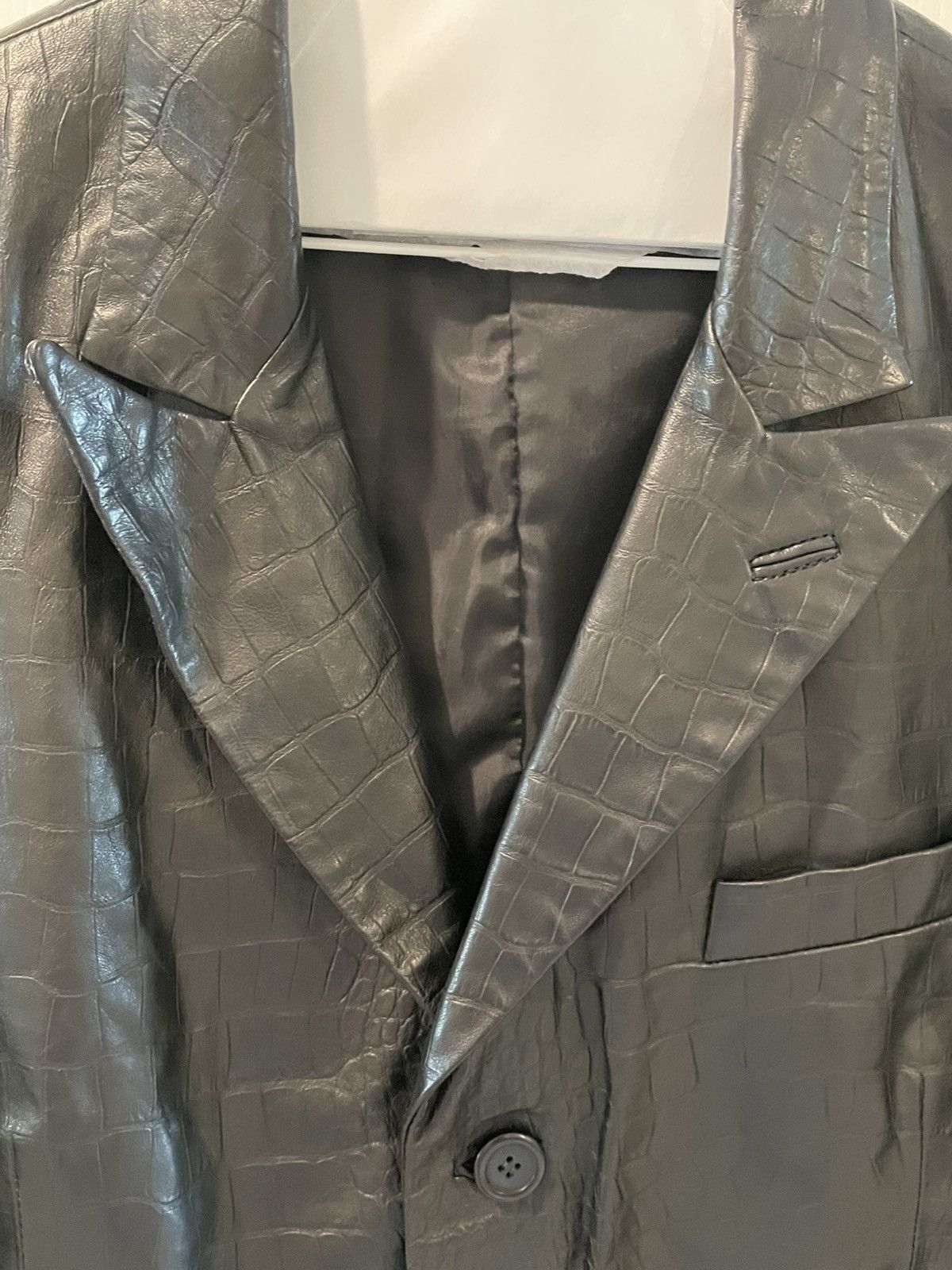 Sunflower Sunflower Croc Embossed Leather Blazer Size US L / EU 52-54 / 3 - 2 Thumbnail