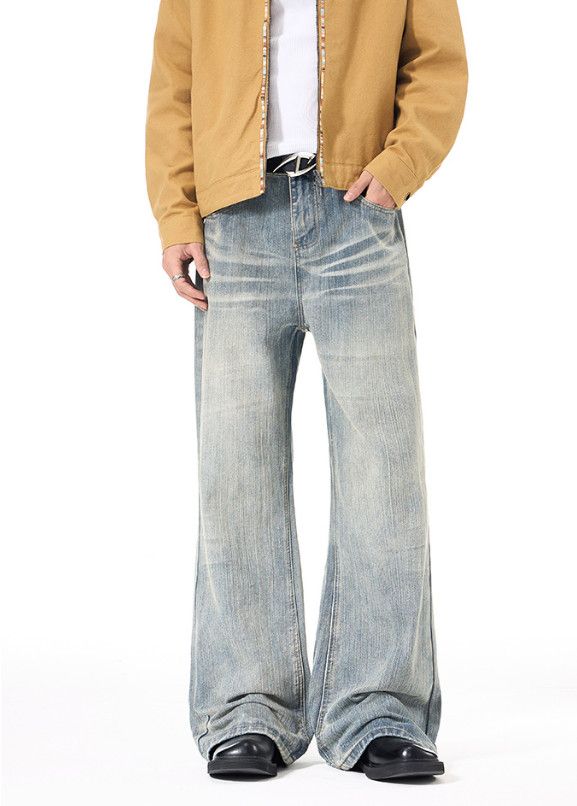 Japanese Brand Washed distressed retro high-street vibe loose flared jeans Size US 32 / EU 48 - 1 Thumbnail
