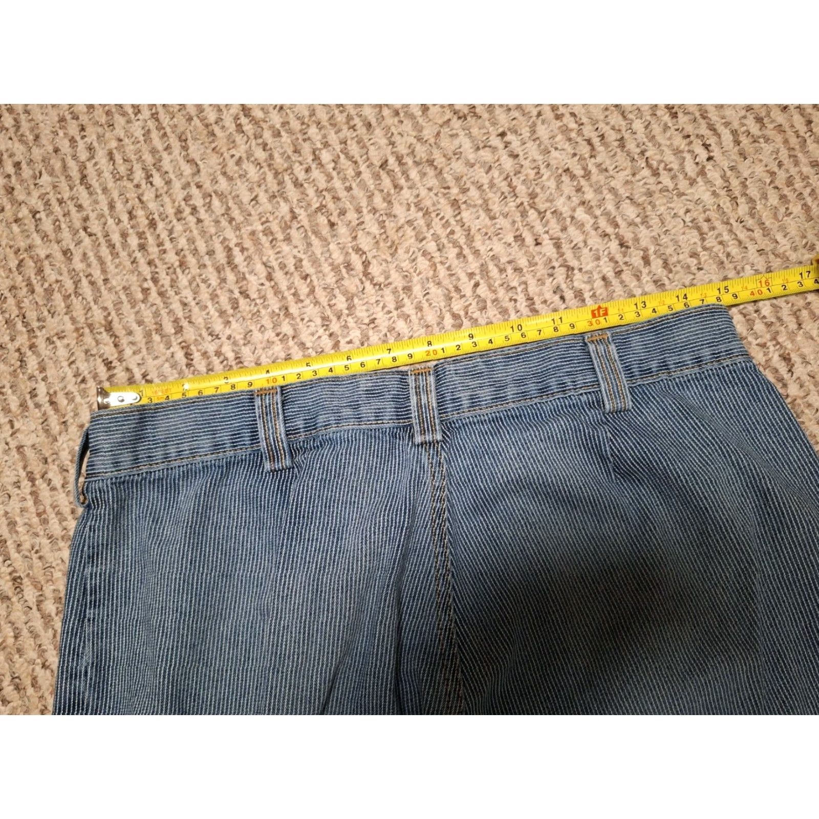 Vintage OshKosh B'gosh Womens Pants 8R Blue Railroad Striped Pants Front Pockets Button Fly Classic Fit Casual Size 30" / US 8 / IT 44 - 5 Thumbnail