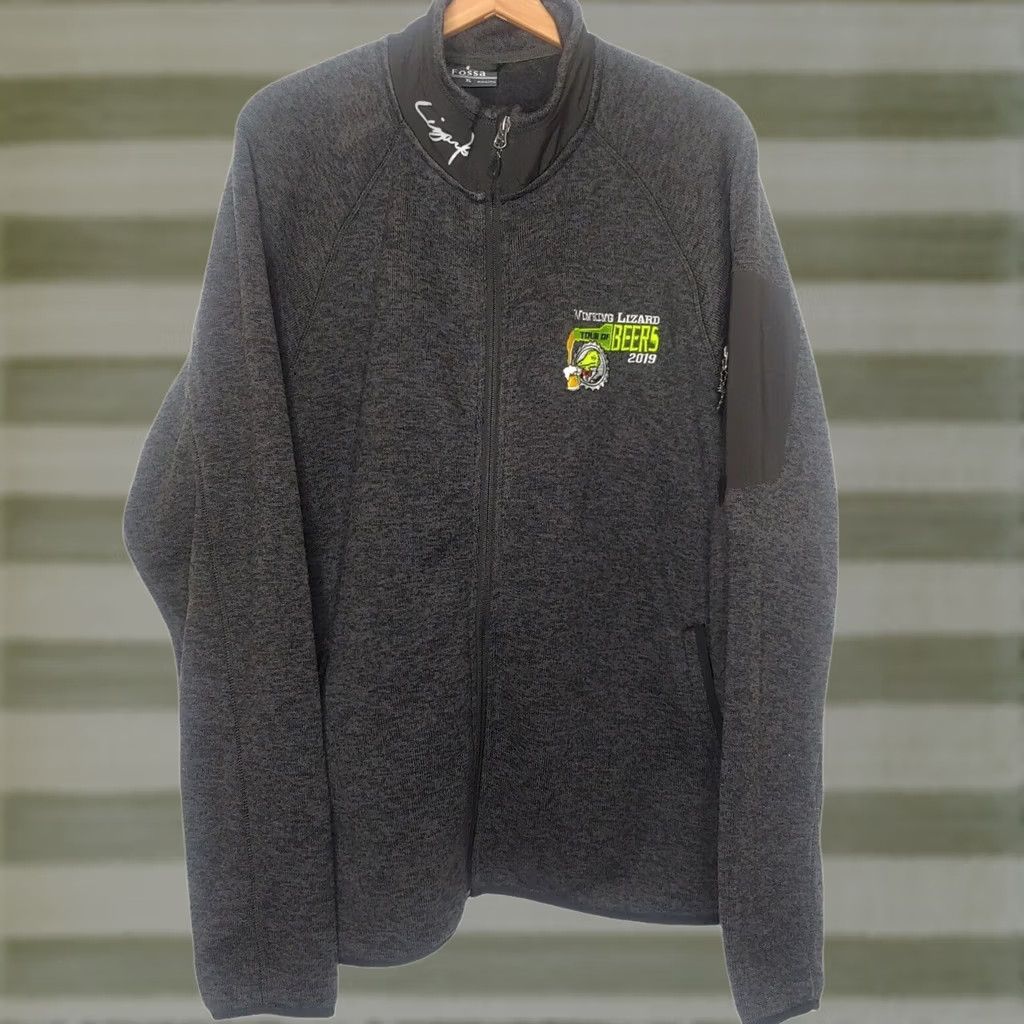 Vintage Fossa Jacket Men XL Knit Gray Winking Lizard Tour of Beers 2019 Embroidered Logo Zip Chest Pocket Size US XL / EU 56 / 4 - 1 Thumbnail