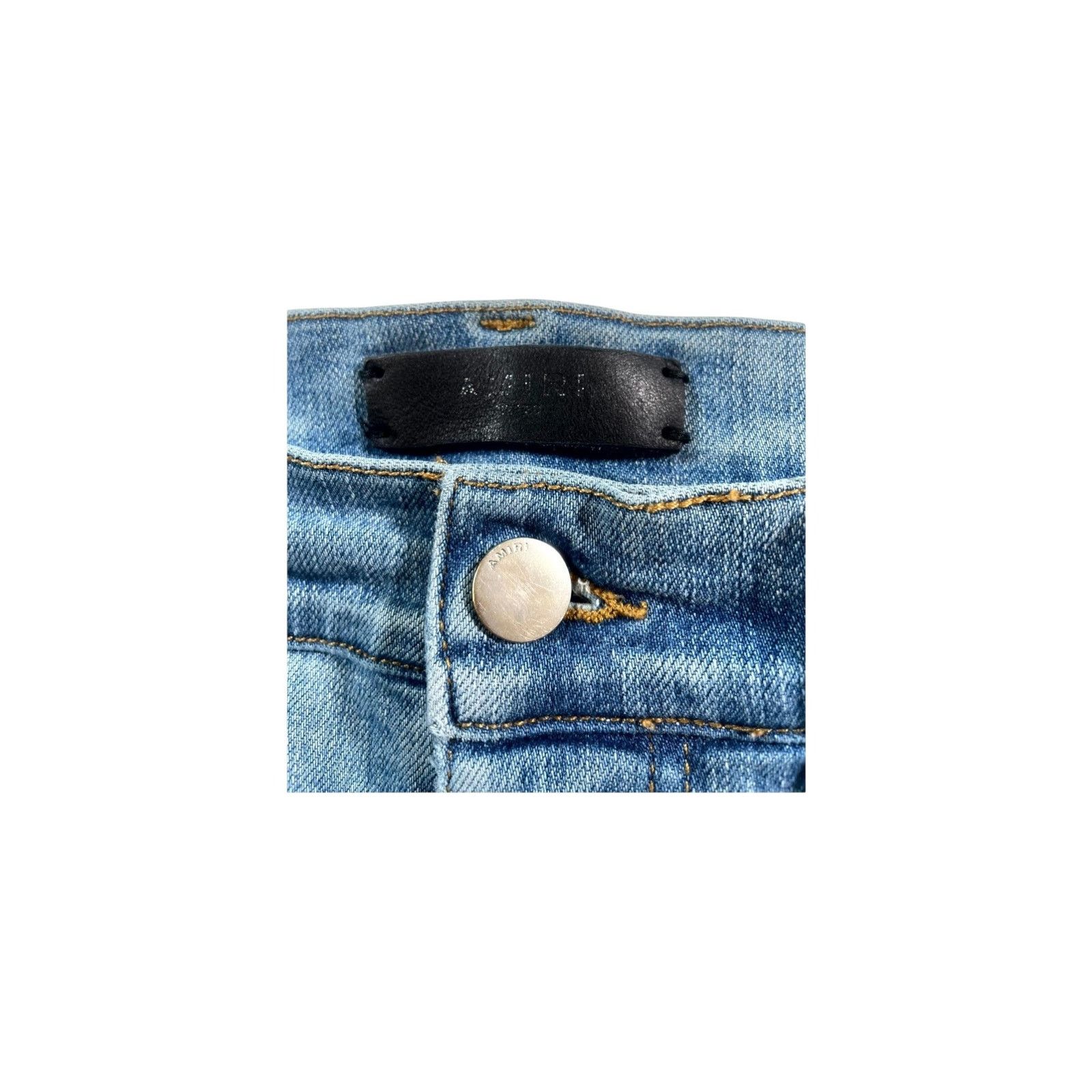 Amiri Amiri Quilted Teal Patchwork Light Wash Jeans Size US 30 / EU 46 - 4 Thumbnail