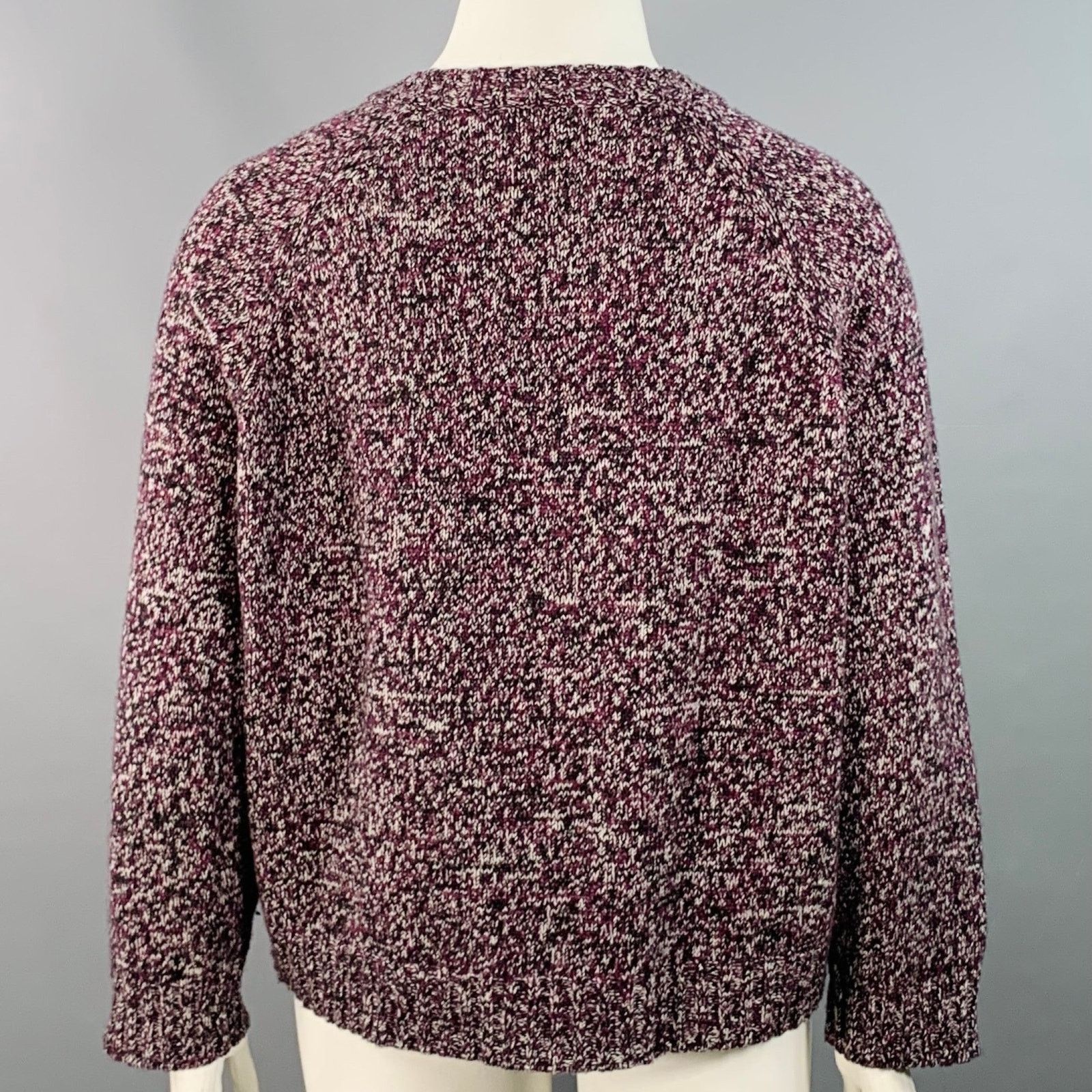 Jil Sander JIL SANDER Purple Black White Wool Melange Boxy Sweater Size XL / US 12-14 / IT 48-50 - 5 Thumbnail